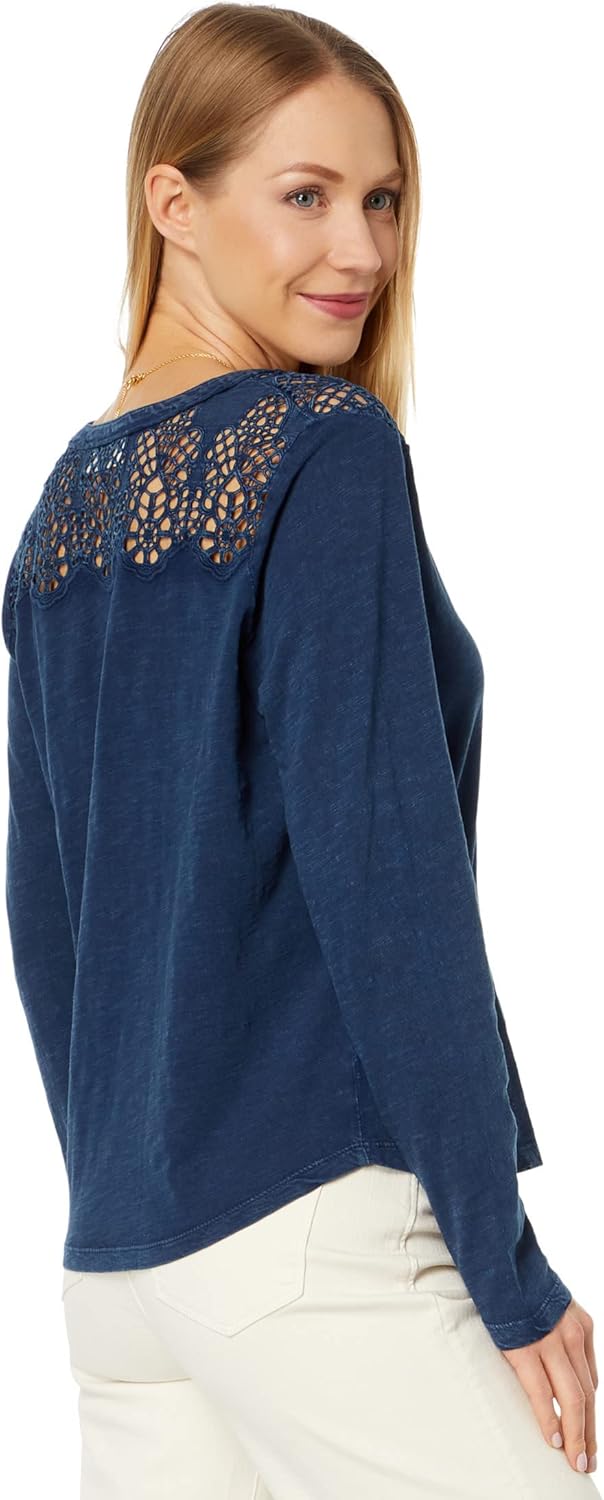 Lucky Brand Womens Long Sleeve Cutwork Henley - Image 3