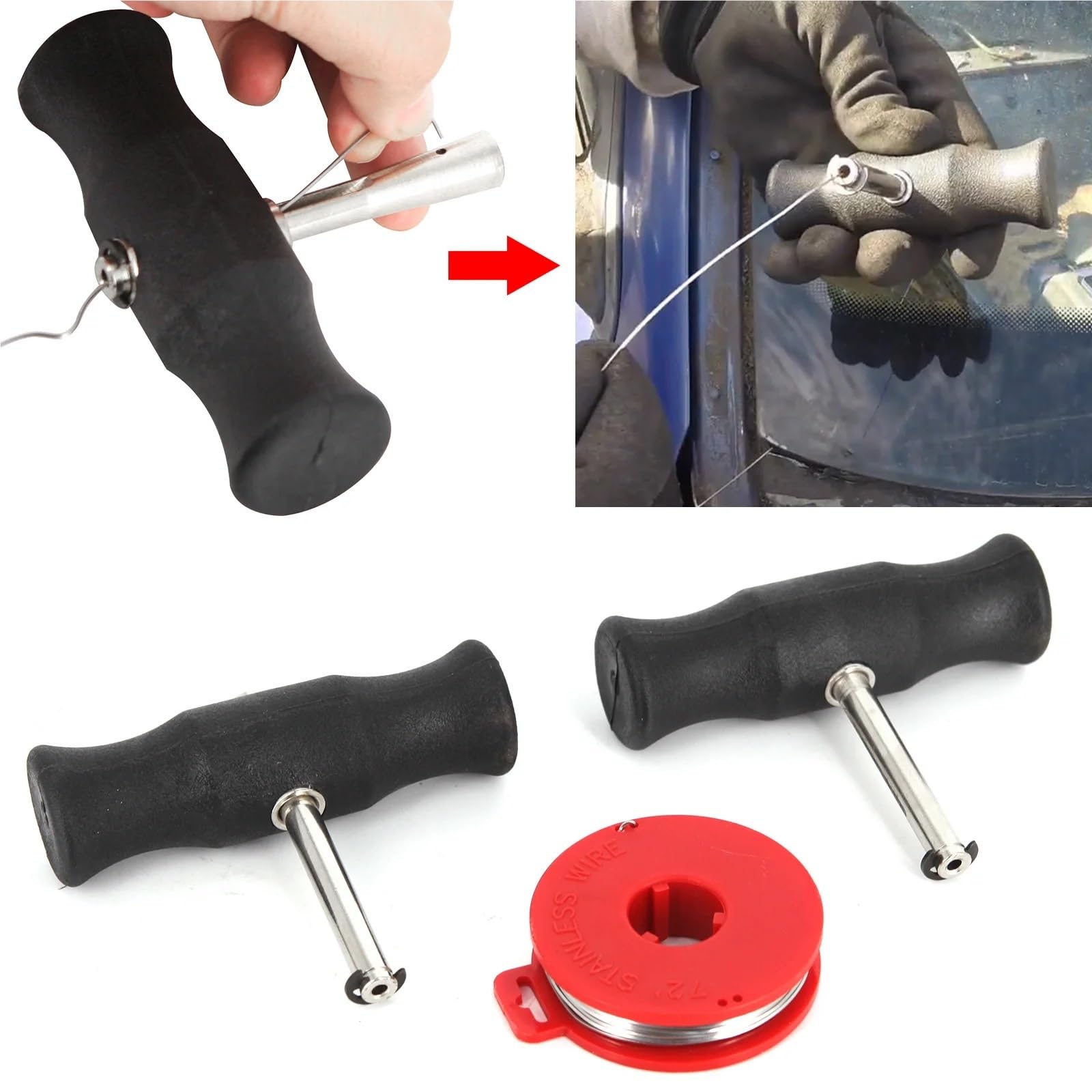 Kit de 7 Herramientas Profesionales for Quitar Parabrisas Coche, reparación for Cristales Ventanas para Hogar o Garaje