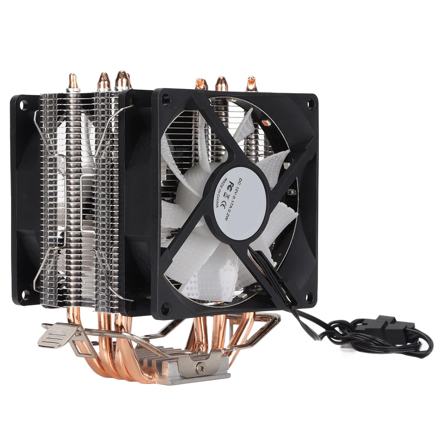 CPU Cooler, CPU Fan RGB Lighting Effect Stable Reliable Direct Contacting Technology for Core2DUO for LGA 775 for Celeronp(Dual Fan)