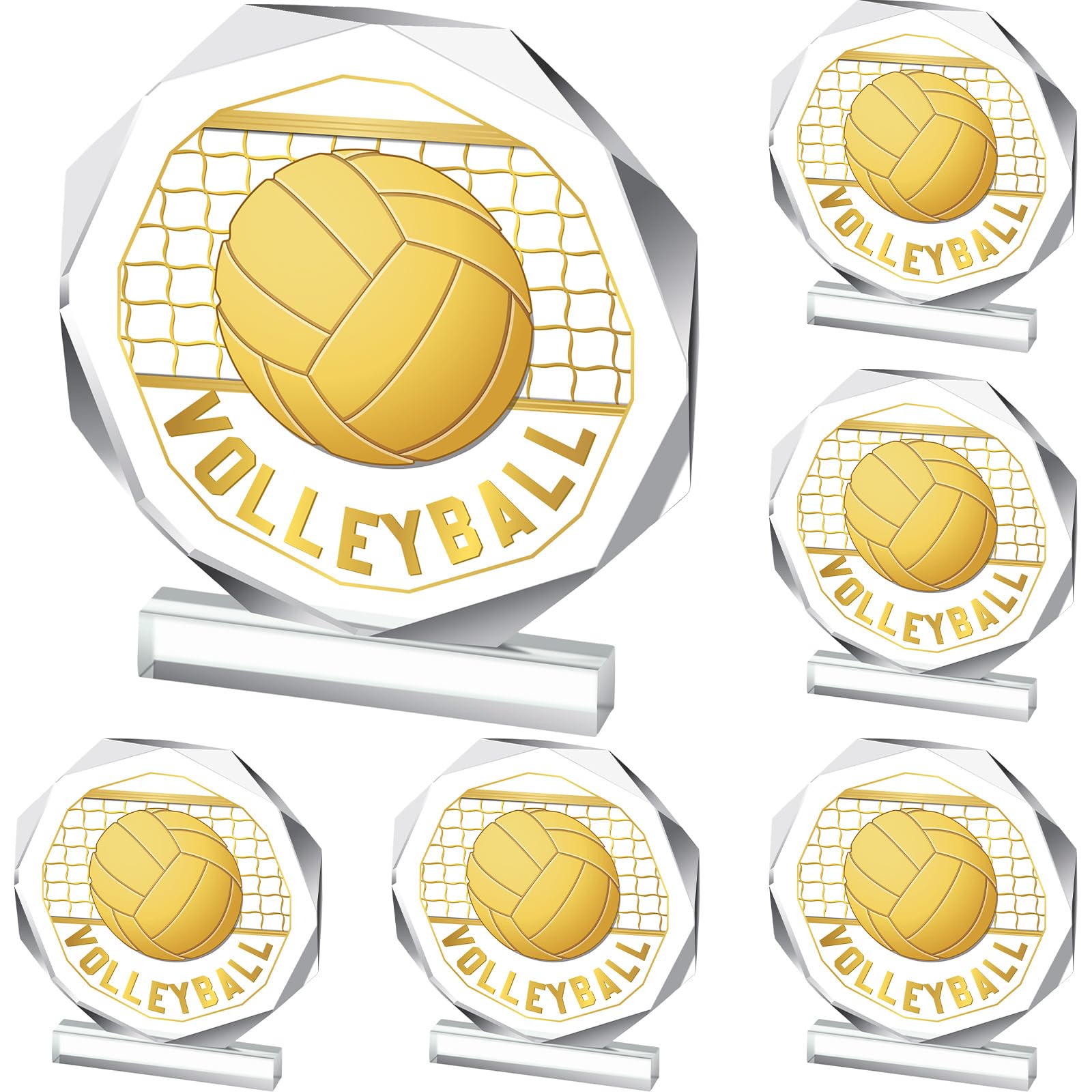 Anglechic 6 Pack Sports Trophy Acrylic Award Medals 4.72 x 4.72 Inch Sports Contest Trophies Bulk Plaques Team Prize Gift Trophies for Competition