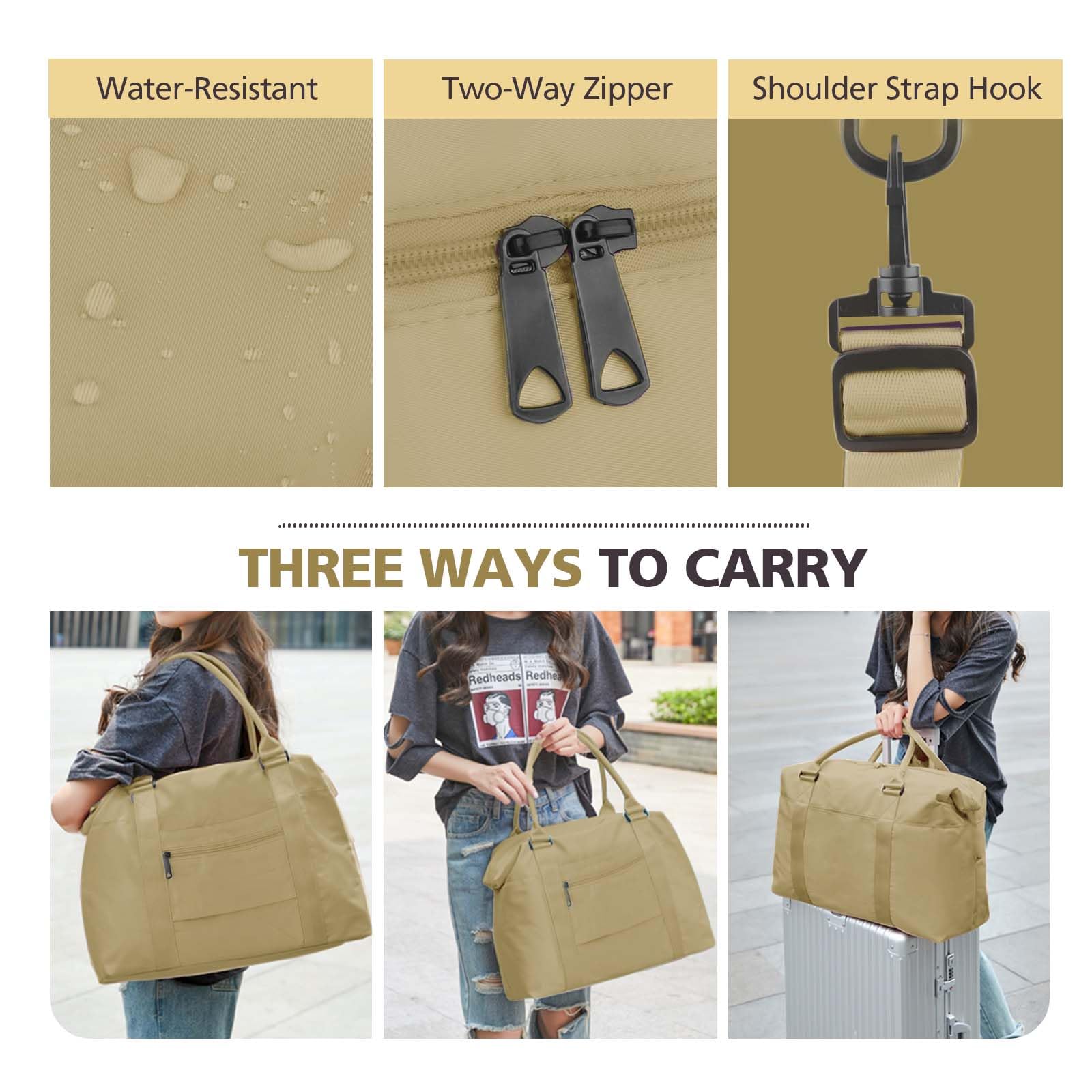 Travel Duffle Bag, Waterproof Weekender Bag Carry On Tote Bags for Women, Travel Essentials Sport Gym Bag for Men, Hospital Bag for Labor and Delivery, Overnight Bag Luggage Bag with Trolley Sleeve view 6