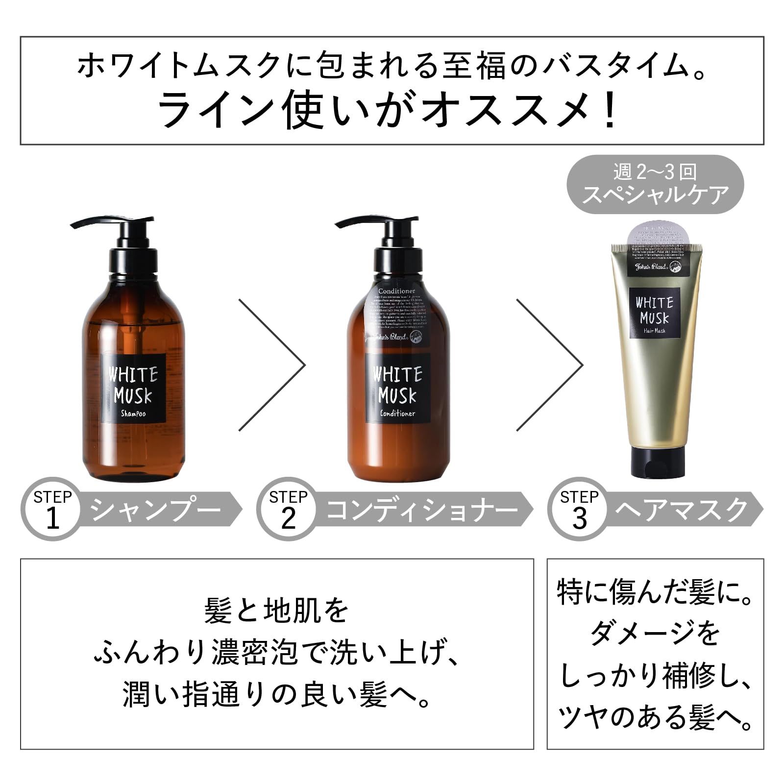 Amazon.co.jp: ホワイトムスク ヘアマスク ジョンズブレンド 200g