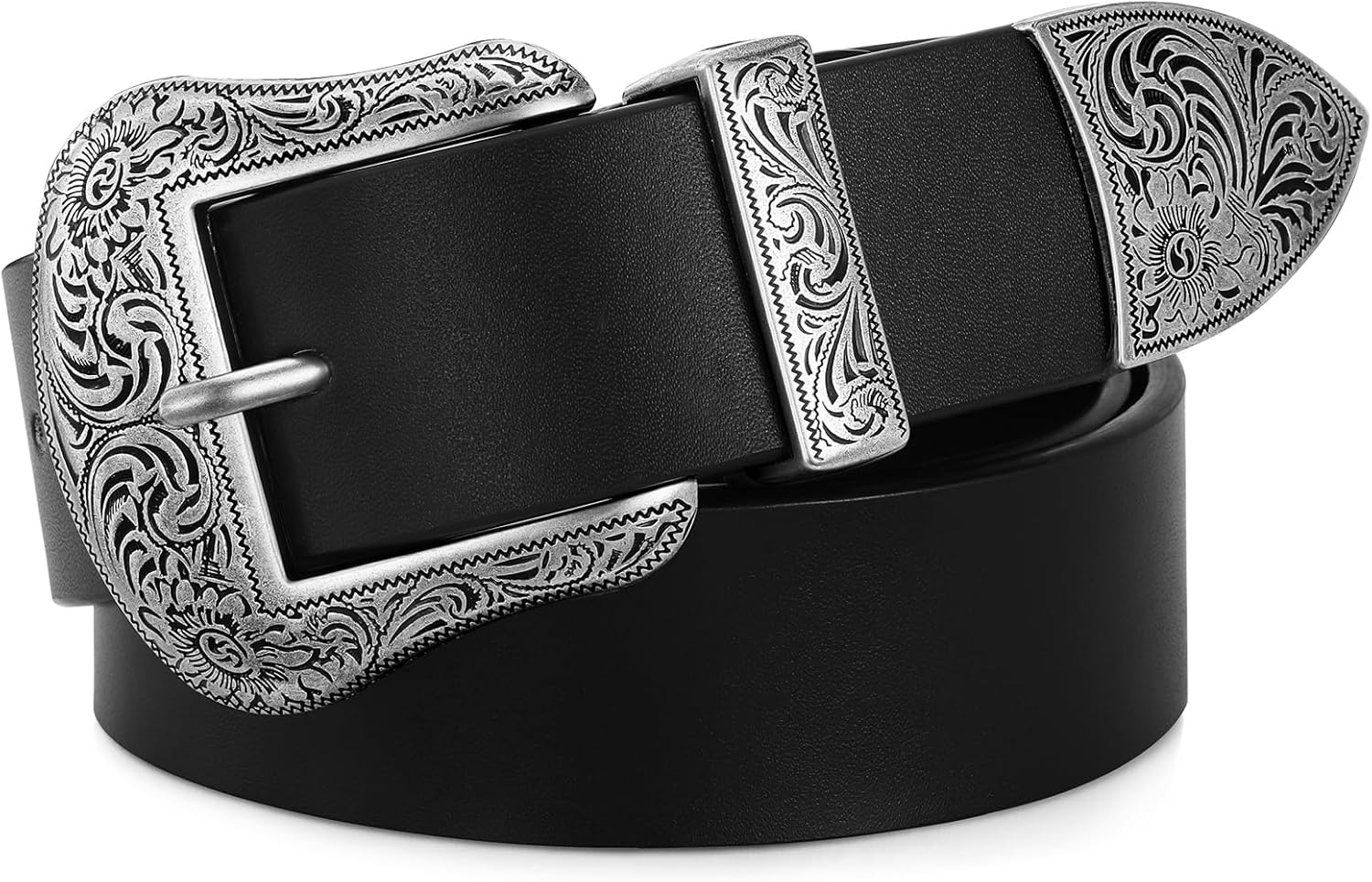 SANSTHS Western Belts for Woman, Cowboy Cowgirl Belt for Women Men Vintage Leather country Belt for Pants Dresses, 1 3/8"