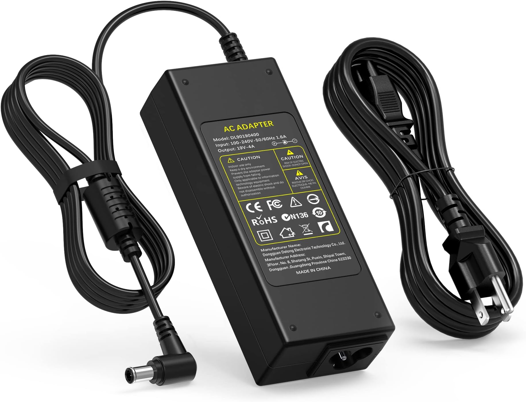 DC 19V Power Cord Compatible with Samsung TV 32" UN32 J4000 J4500 J5205 J5003 J525D UN32J4000AF UN32J5205AF UN32J525DAF UN32J5003AF UN32J400DAF A4819-FDY BN44-00837A LED TV HDTV AC Adapter