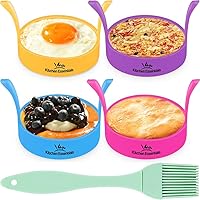 Vista 1 de Silicone Egg Rings, Premium Nonstick Multicolored Cooking Ring Molds for Eggs, Pancakes, Muffin Breakfast Sandwiches, English Muffins, Crumpets, and