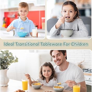 Stainless Steel Toddler Spoons Set - 12 Pieces Food Grade Kids Spoons Set Safe Kids Silverware Children Small Spoon Metal Toddler Utensils Mirror Polished Sturdy and Durable Dishwasher Safe