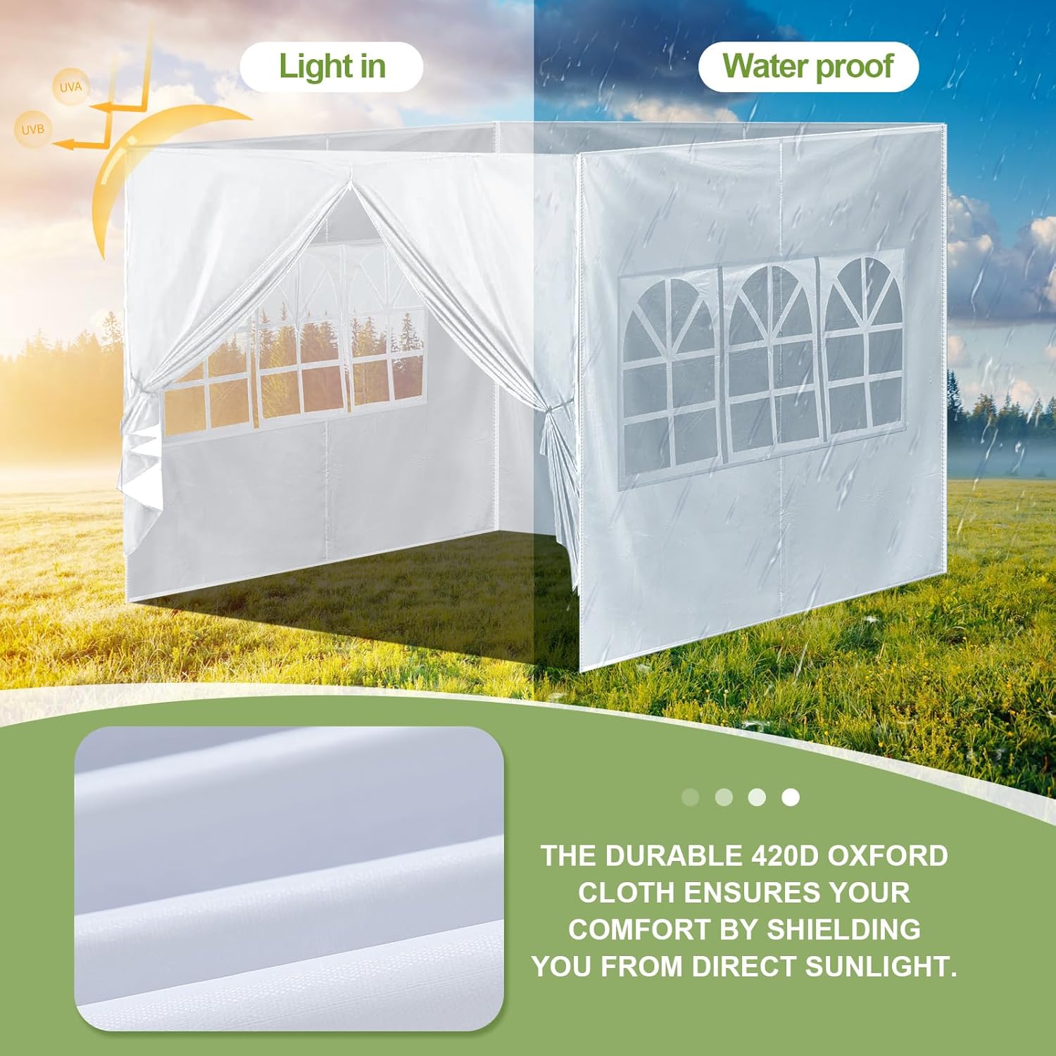4 Pcs Canopy Sidewall for 10x10 Canopy Frame Enclosure with Window Replacement Side Walls for 10x10 Pop up Tent Outdoor Party, 4 Walls Only, No Frame or Top