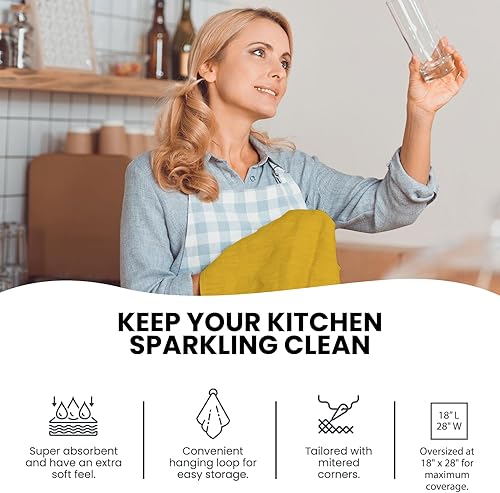 Miniatura 6 de Toallas de cocina de algodón clásico amarillo mostaza, para secar pintura en aerosol, sublimación, bordado, costura de 18 x 28 pulgadas, sin