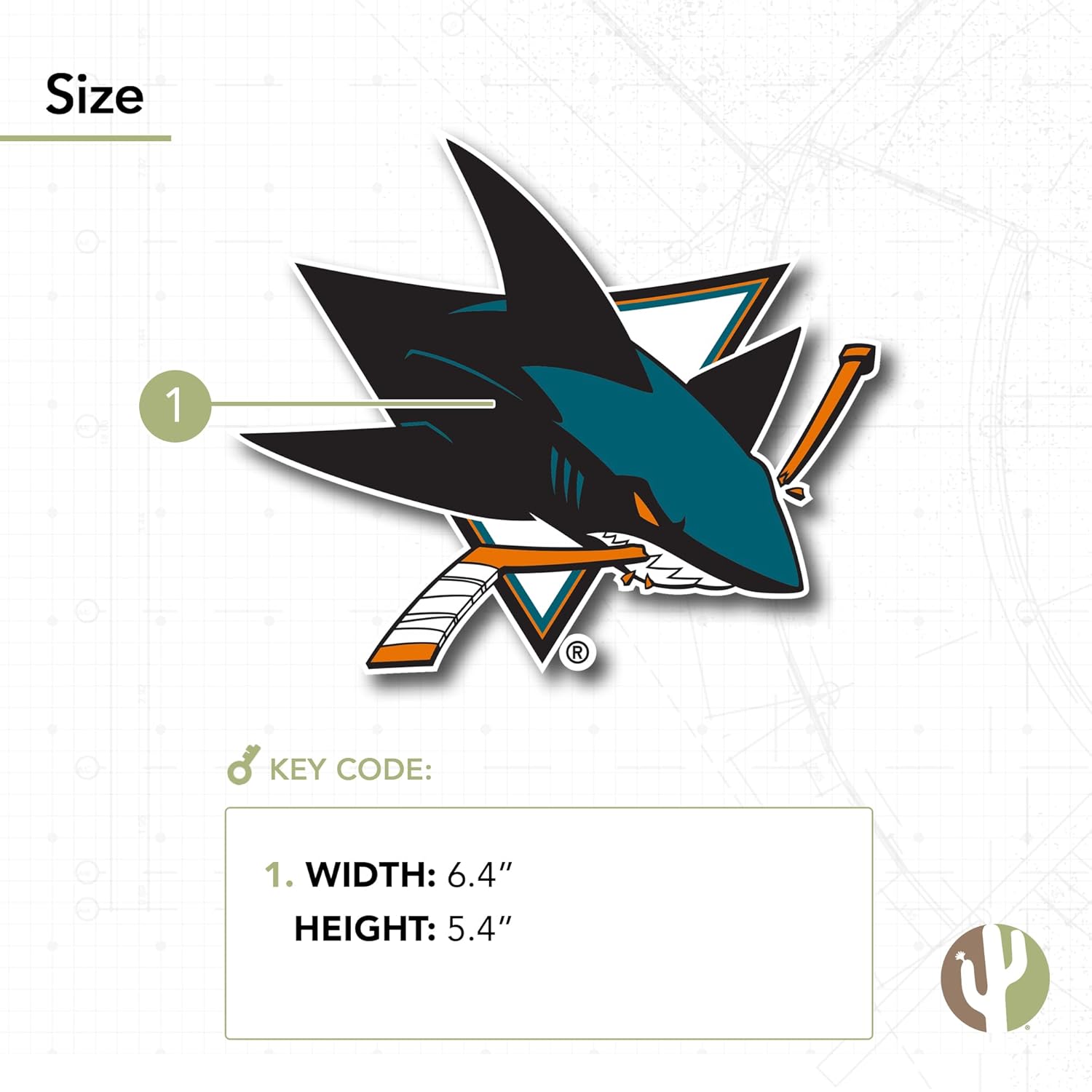 Desert Cactus San Jose Sharks Team NHL National Hockey League Sticker Vinyl Decal Laptop Water Bottle Car Scrapbook (Individual A) - Image 2