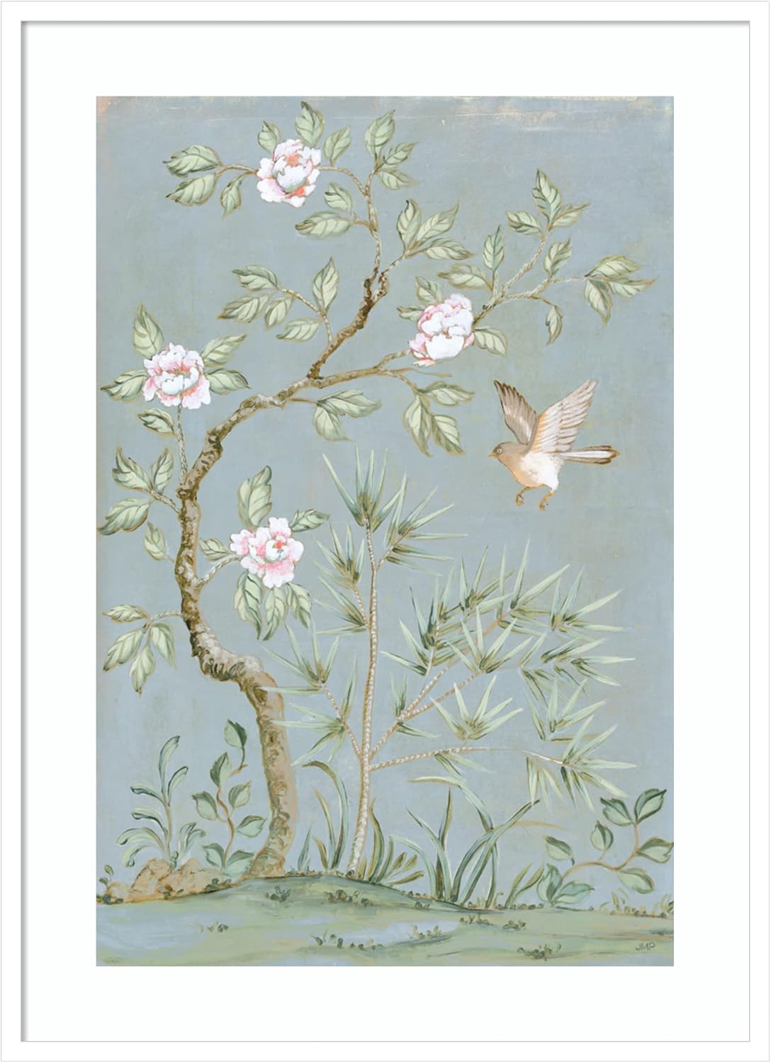 Amanti Art Framed Canvas Wall Art 33x23 Spring Flower Mural II Blue by Julia Purinton, Framed Wall Art Canvas, Flowers Artwork, Traditional Decor, Large Poster Painting for Living Room, Bedroom