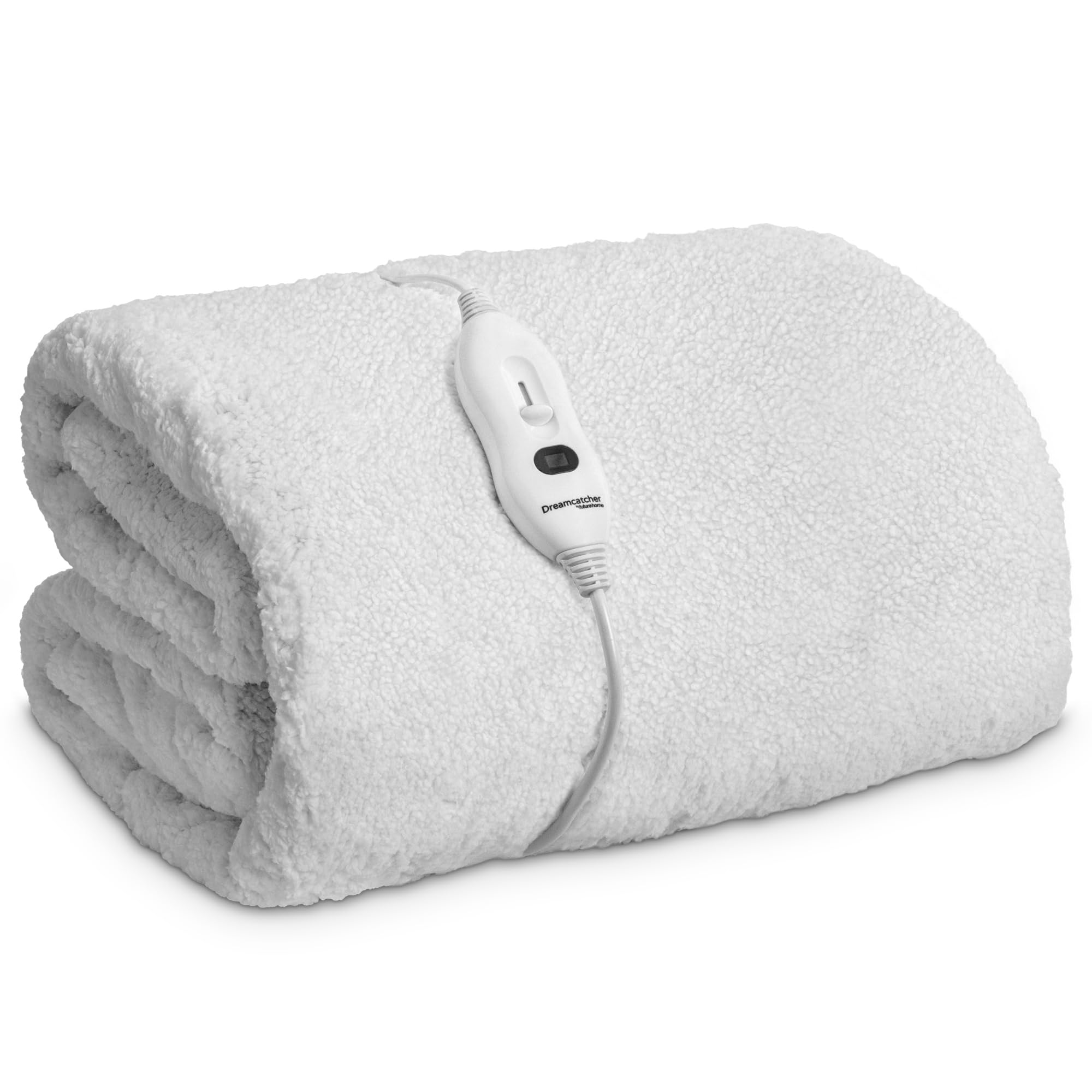 Dreamcatcher White Single Electric Blanket 193X91cm, Fully Fitted Sherpa Fleece Electric Blanket, Underblanket Mattress Cover, 3X Heat Settings, 1X Controller And Machine Washable Heated Blanket