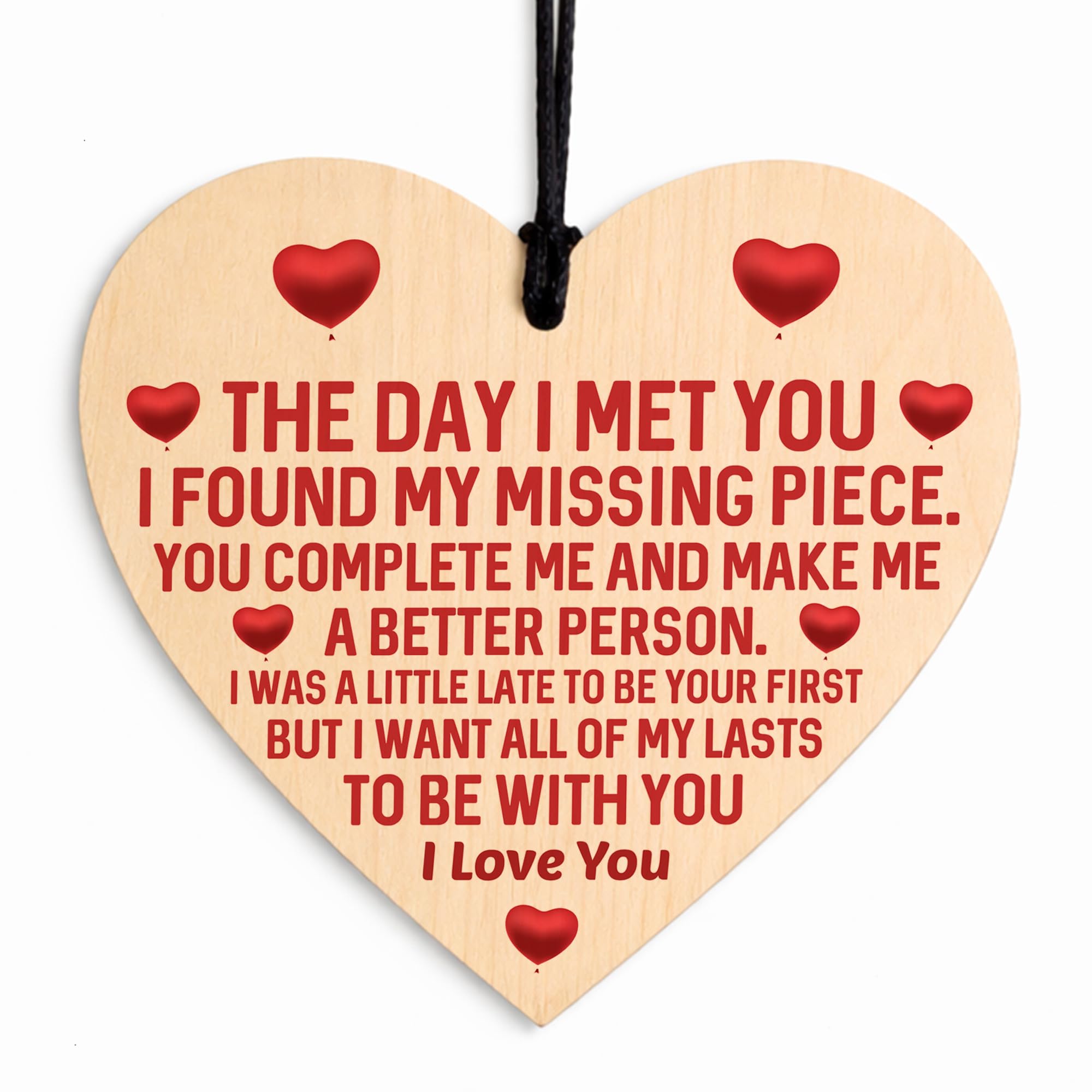 Red Ocean Anniversary Present, Valentines Gift For Him or Her, Wood Heart, Boyfriend Girlfriend Husband Wife, Found My Missing Piece, Romantic Gift