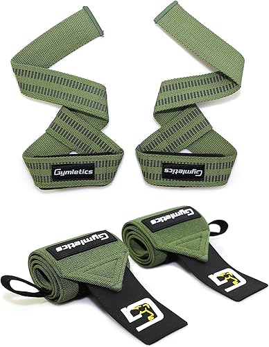 Lifting Straps and Weightlifting Wrist Wraps Set, Cotton Hard Pull Wrist Lifting Straps Grips Band with Anti-Skid Silicone, Professional Quality