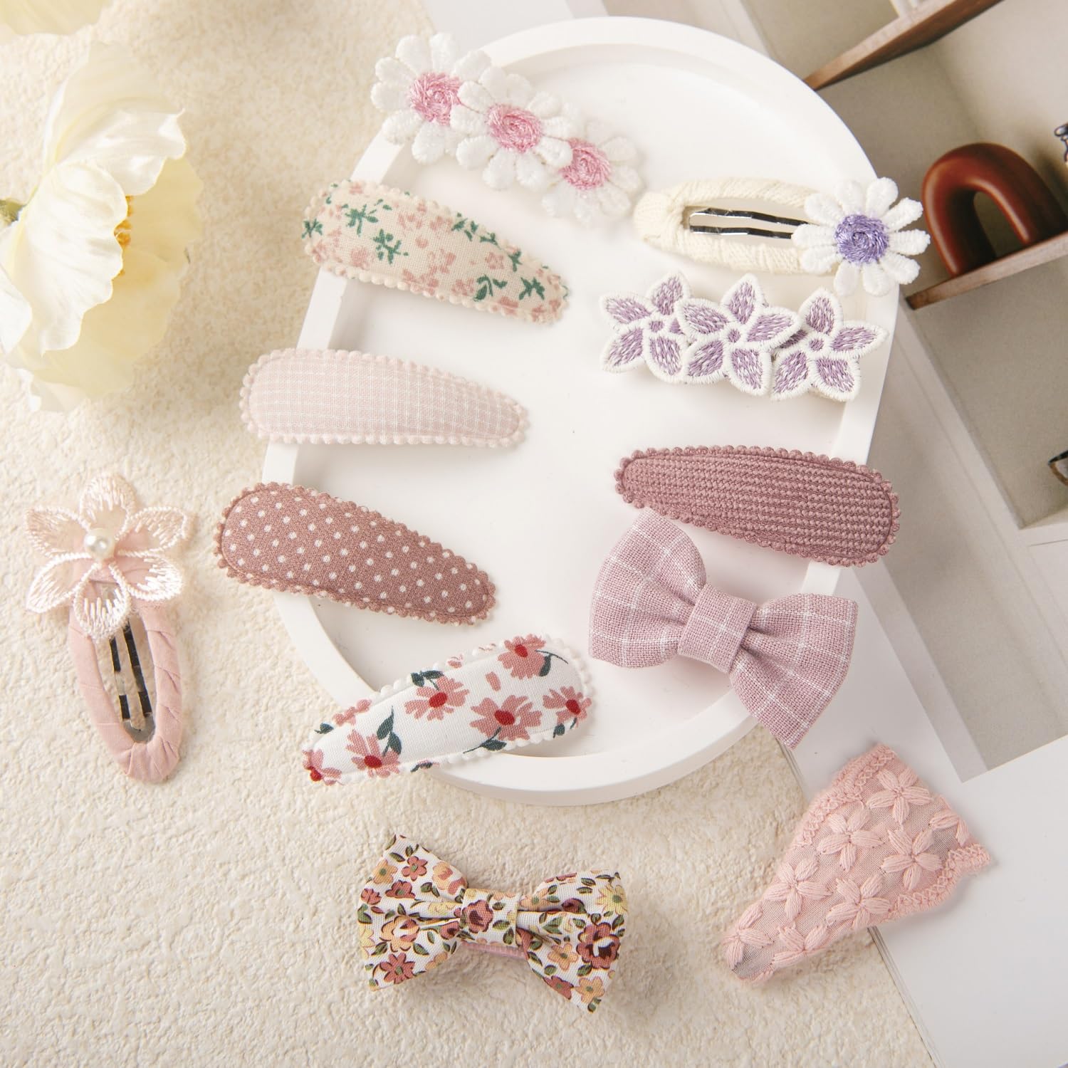 Lot de 14 barrettes à cheveux pour bébé pour cheveux fins, entièrement recouvertes de tissu et antidérapantes, pour filles et enfants, pinces à cheveux légères pour filles pour le quotidien et