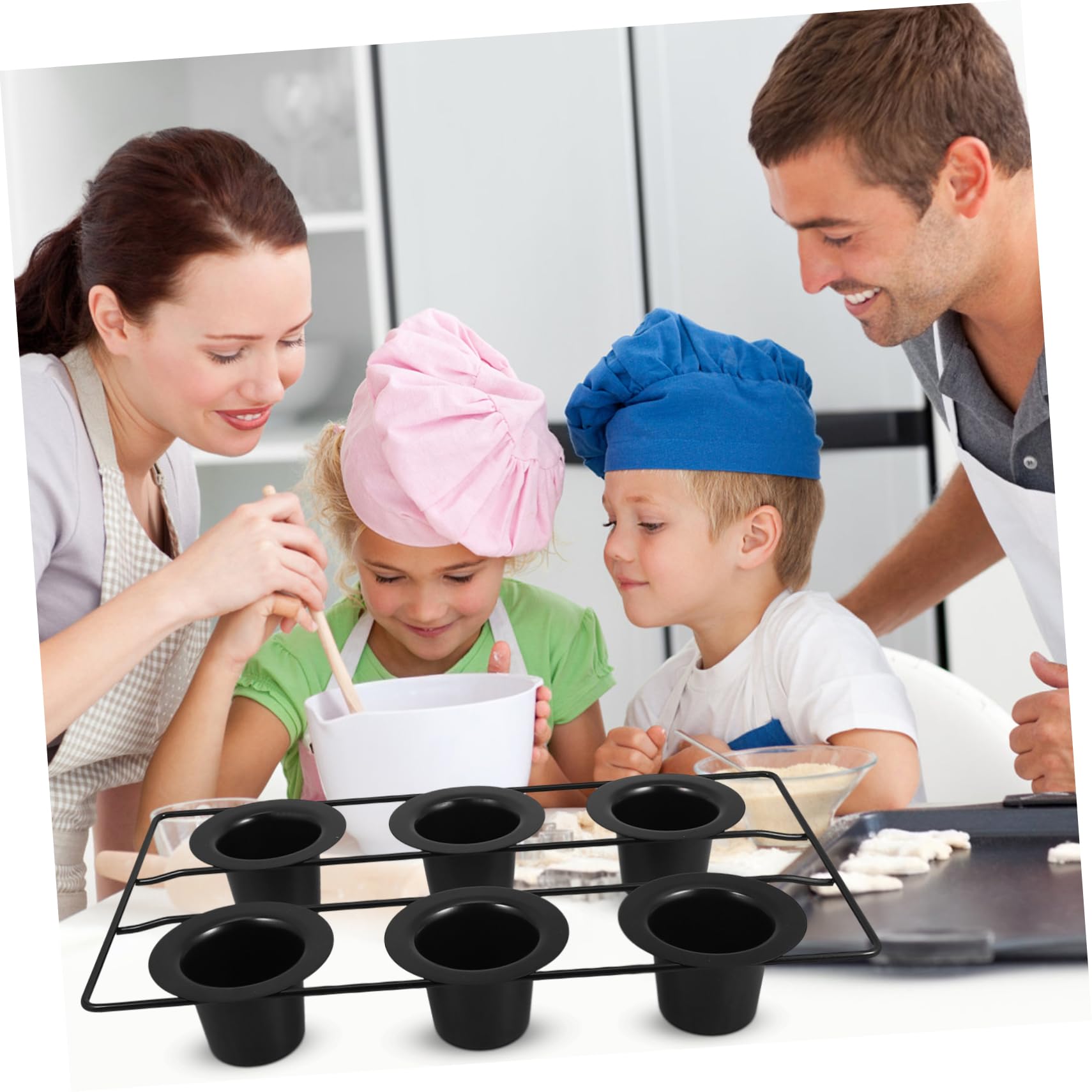 Donut Form Muffinform aus Kohlenstoffstahl mit Antihaftbeschichtung 6 Tassen Design Schwarz zum Gleichzeitigen Backen von Muffins oder Cupcakes für Besondere Anlässe und Private