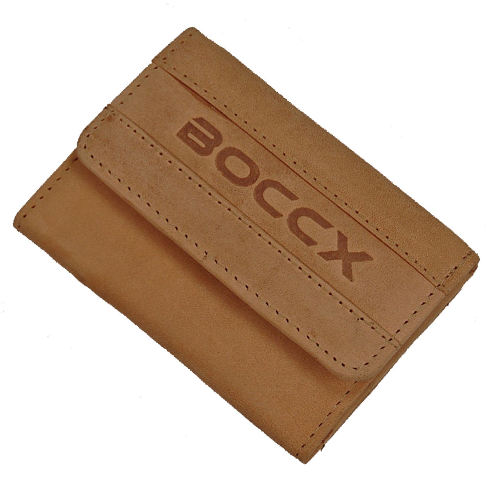 BOCCX Kleines Portemonnaie Damen - Mini Geldbörse Herren Echt Leder (9x7x2cm) - Geldbeutel klein mit Münzfach (Vintage-Tan)