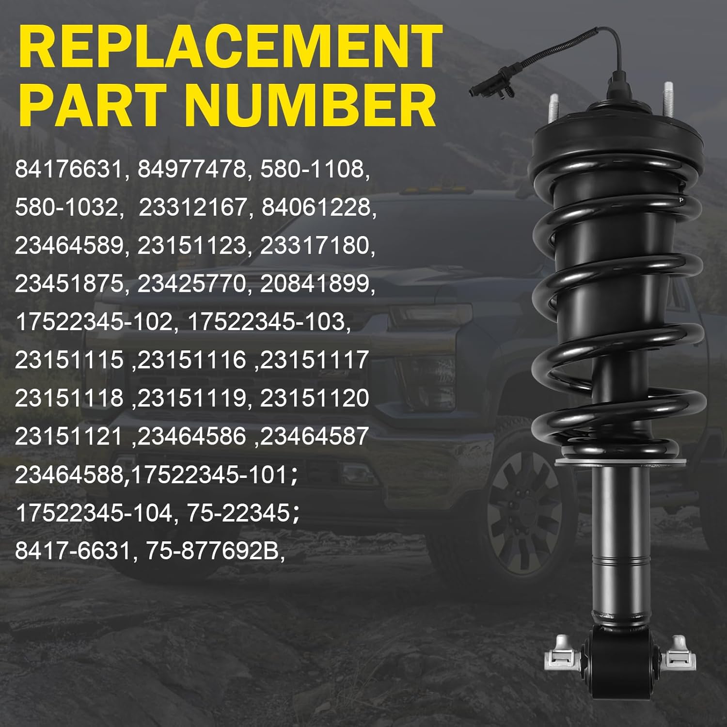 84176631 Front Struts Shock Assembly Absorber w/Magnetic with spring Compatible with 2015-2021 Cadillac Escalade Suburban Tahoe GMC Yukon XL Sierra 1500