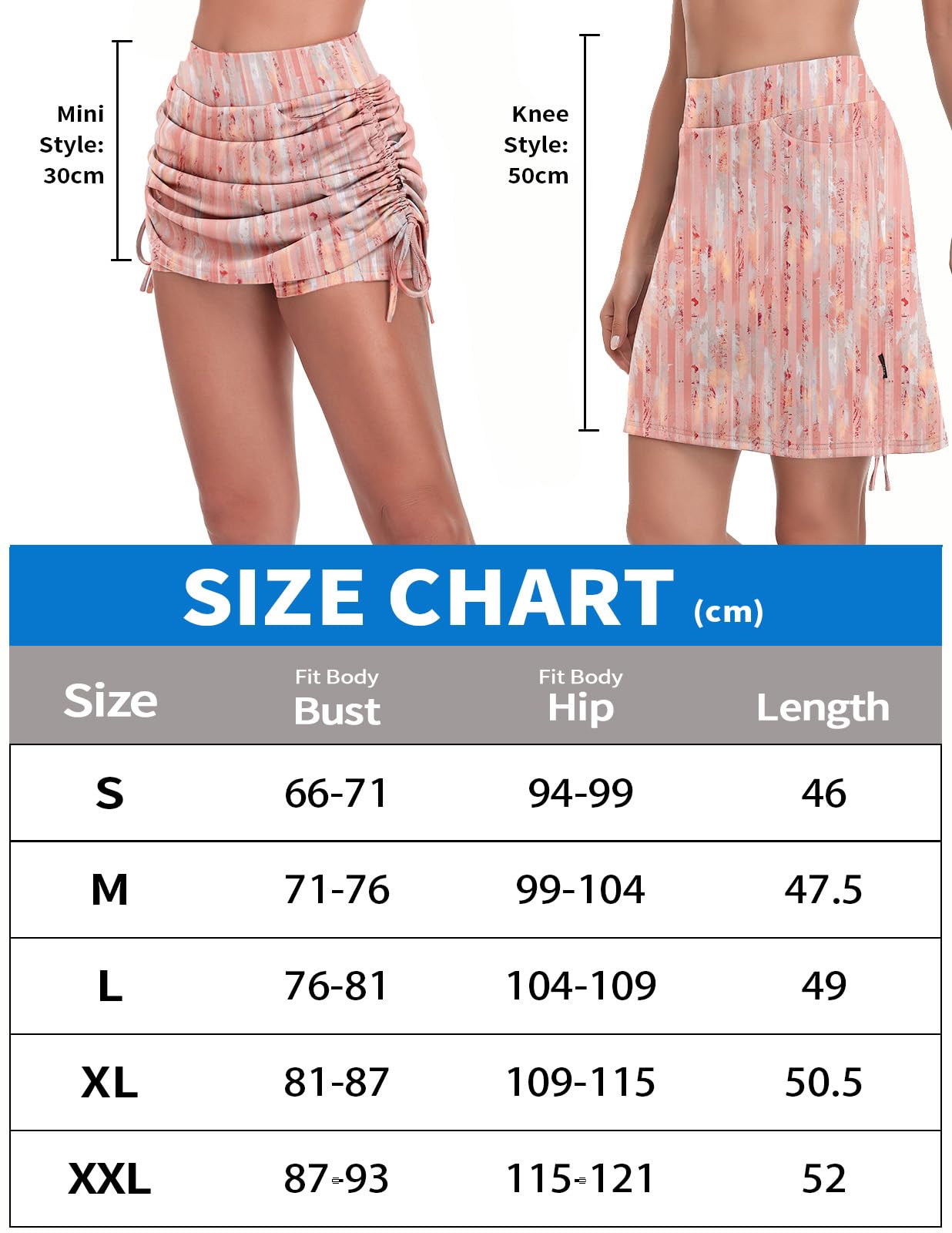Soneven Jupe de Pantalon pour Femme - Longueur Genoux - Courte - Jupe de Tennis - Jupe de randonnée - avec Poches et Cordon de Serrage réglable