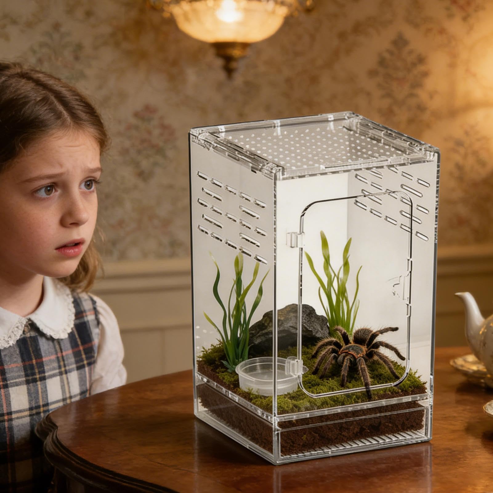 Pająk | Przezroczyste akrylowe terrarium o pełnej przejrzystości | Siedlisko małych pająków dla gadów | dla jaszczurek, ślimaków, żab, węży i krabów pustelników