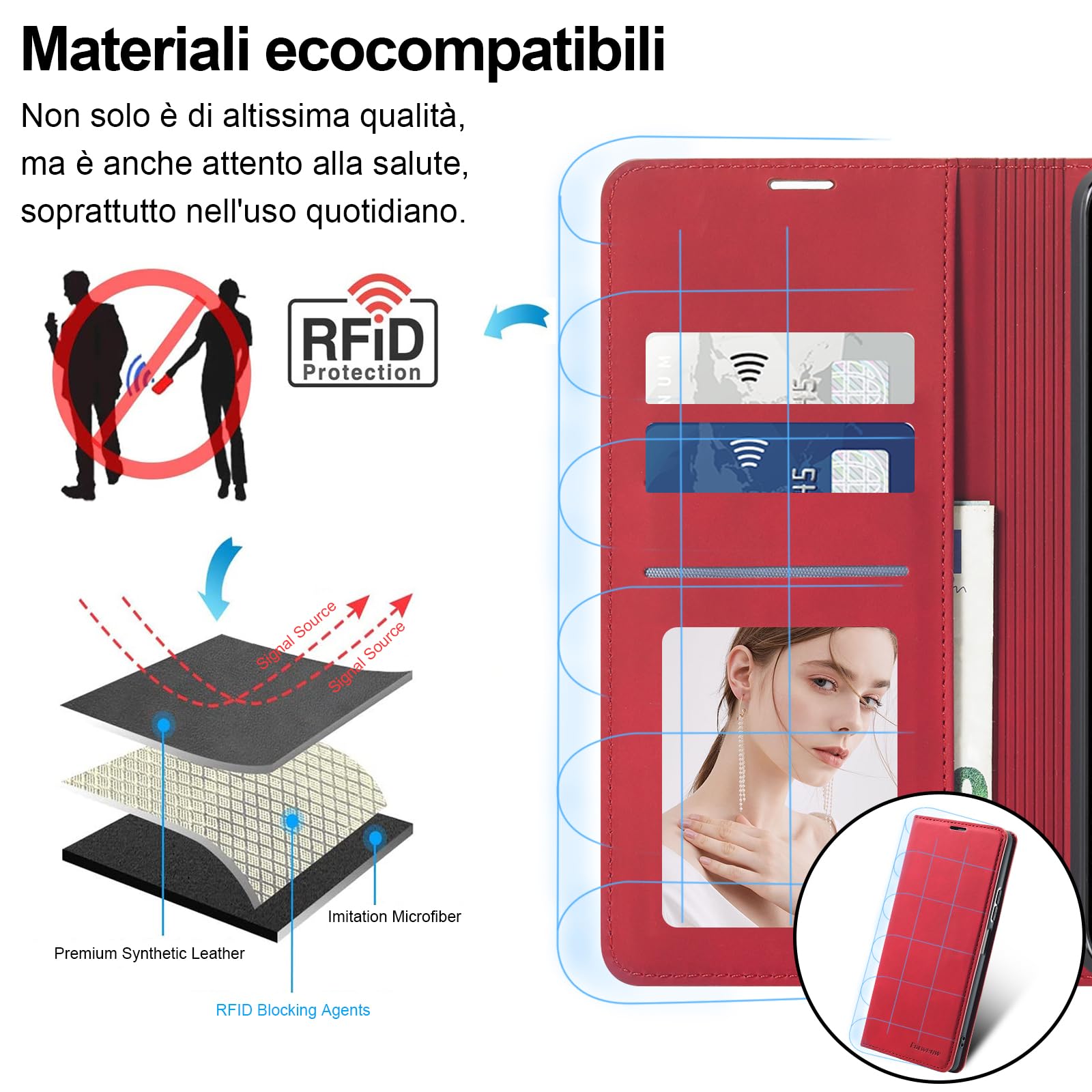 XINYEXIN Custodia per Oppo A6 Pro 5G, Cover a Libro in Pelle PU con Blocco RFID, Slot per Carte, Supporto, Protezione Completa Antiurto - Marrone