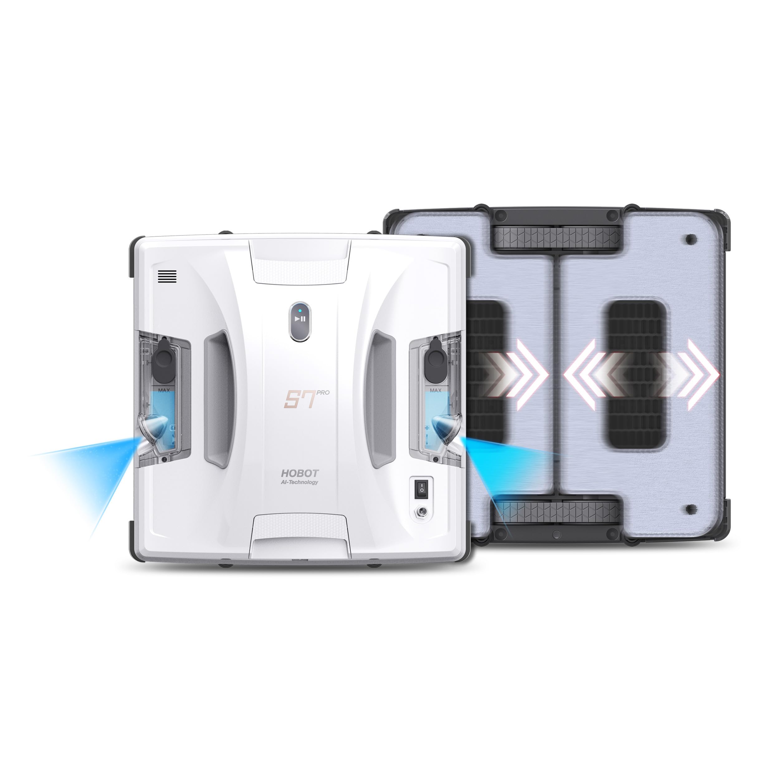 SMARTBOT HOBOT-S7 PRO Robot Limpiacristales Automático con Doble Mopa Motorizada, Pulverizador Doble, Control App y Voz, Limpieza potente para Cristales interiores y exteriores, Mamparas y Barandillas