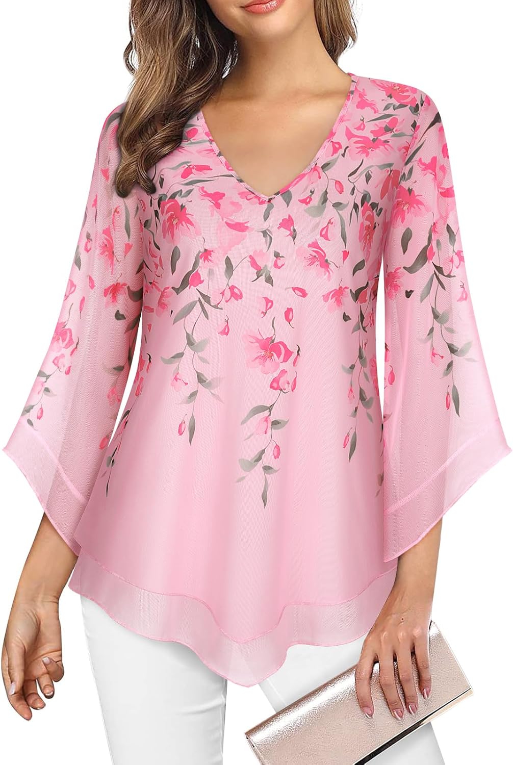 Viracy Blouses for Women Dressy Casual Tops 3/4 Flared