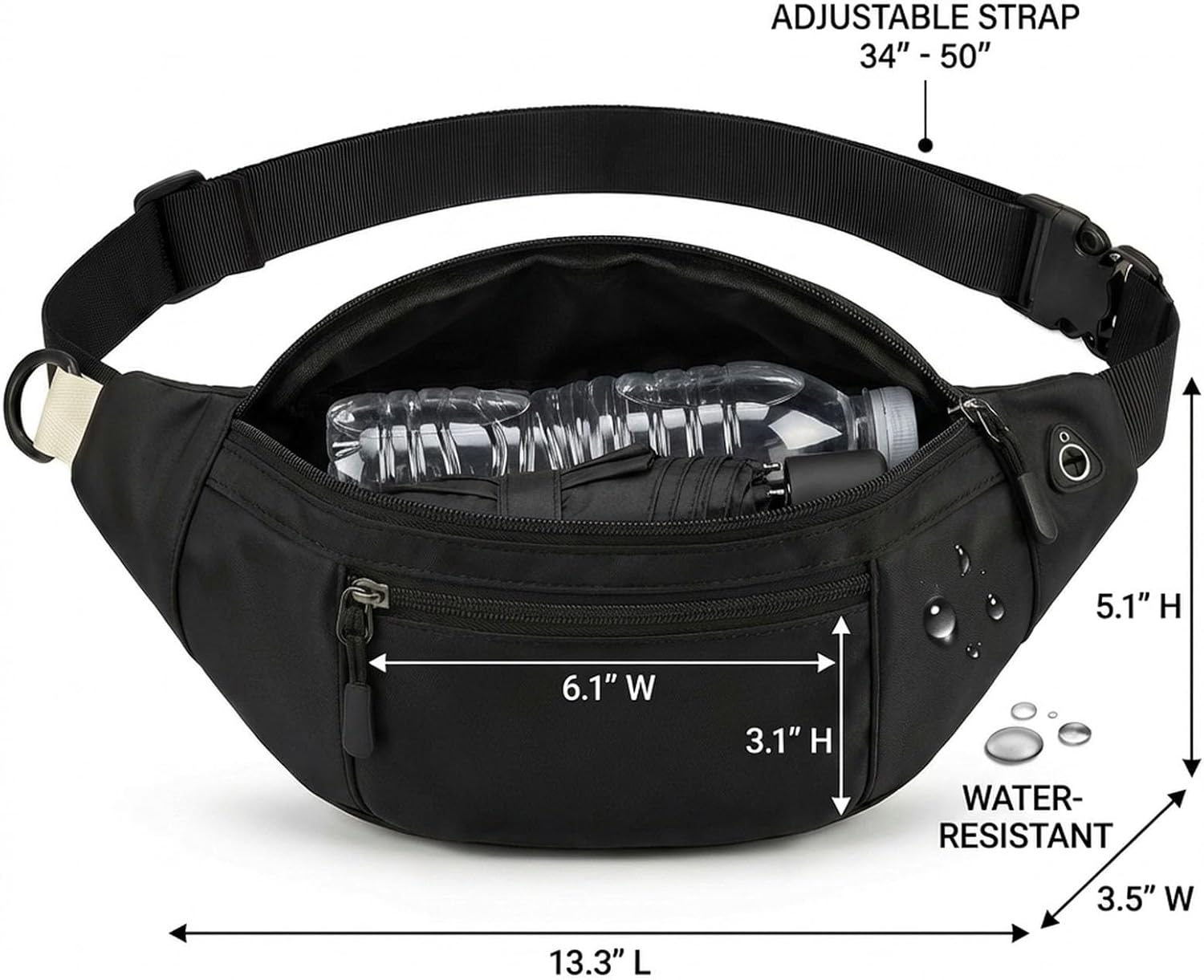 10 Pack Bulk Crossbody Fanny Packs, Black Plain Waist Bags for DIY HTV Vinyl, Large Capacity Oxford Sling Bag with Adjustable Strap, Waterproof Hip Belt Bag for Team Gifts & Travel (10) - Image 7