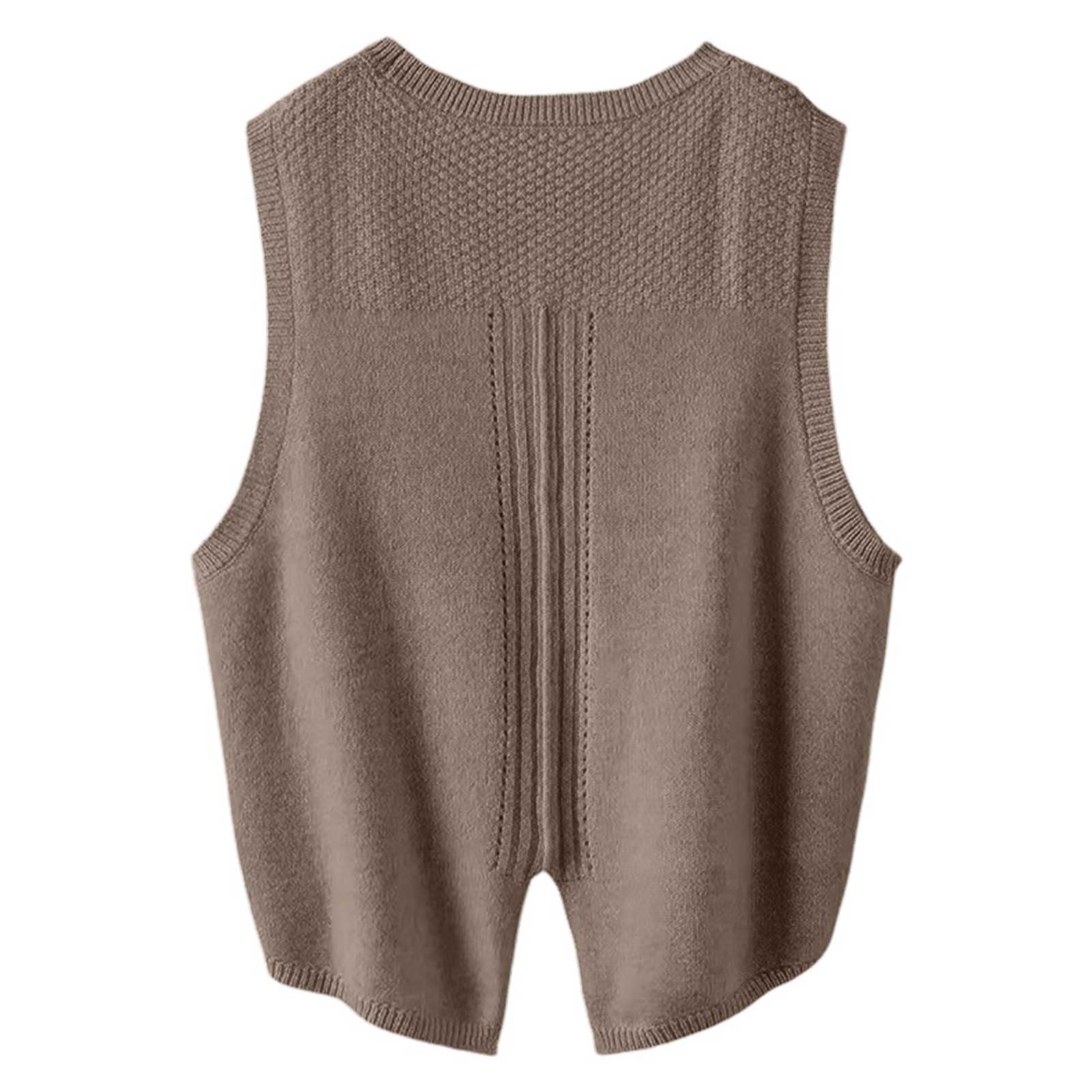 Achimlt Maglione Senza Maniche Gilet Donna Invernale, Girocollo Knitted Maglioni Donna Invernali Pullover Elegante Tinta Unita Smanicato Maglia Gilet