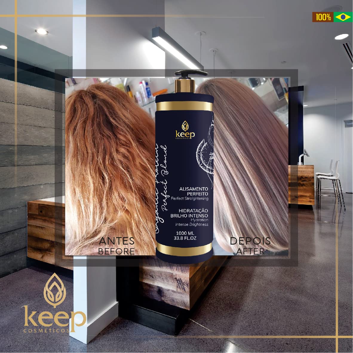 Reconstructor Reductor 34 OZ | Organic Protein Perfect Blond Brazilian Keratin Treatment Progressive Straightening System Hair Volume Reduction 100% Straigth| Nofrizz, White
