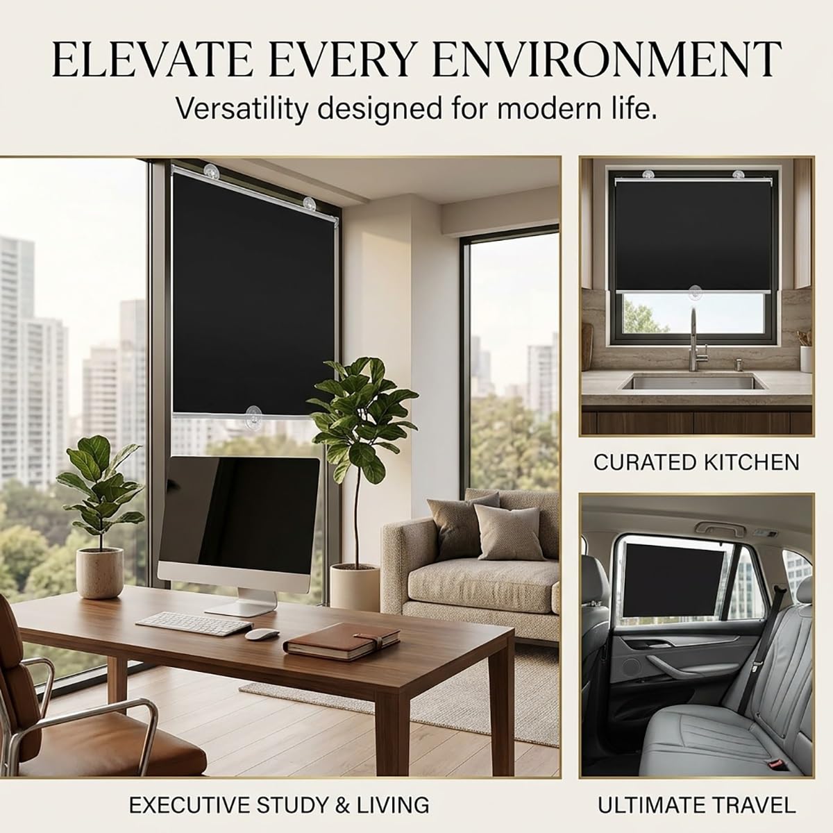 Store Enrouleur Occultant À Ventouse, Stores Occultants Isolants Thermiques, Rideaux De Portables pour Fenêtres et Portes, Rideau D'intimité sans Perçage, pour Chambre Bureau