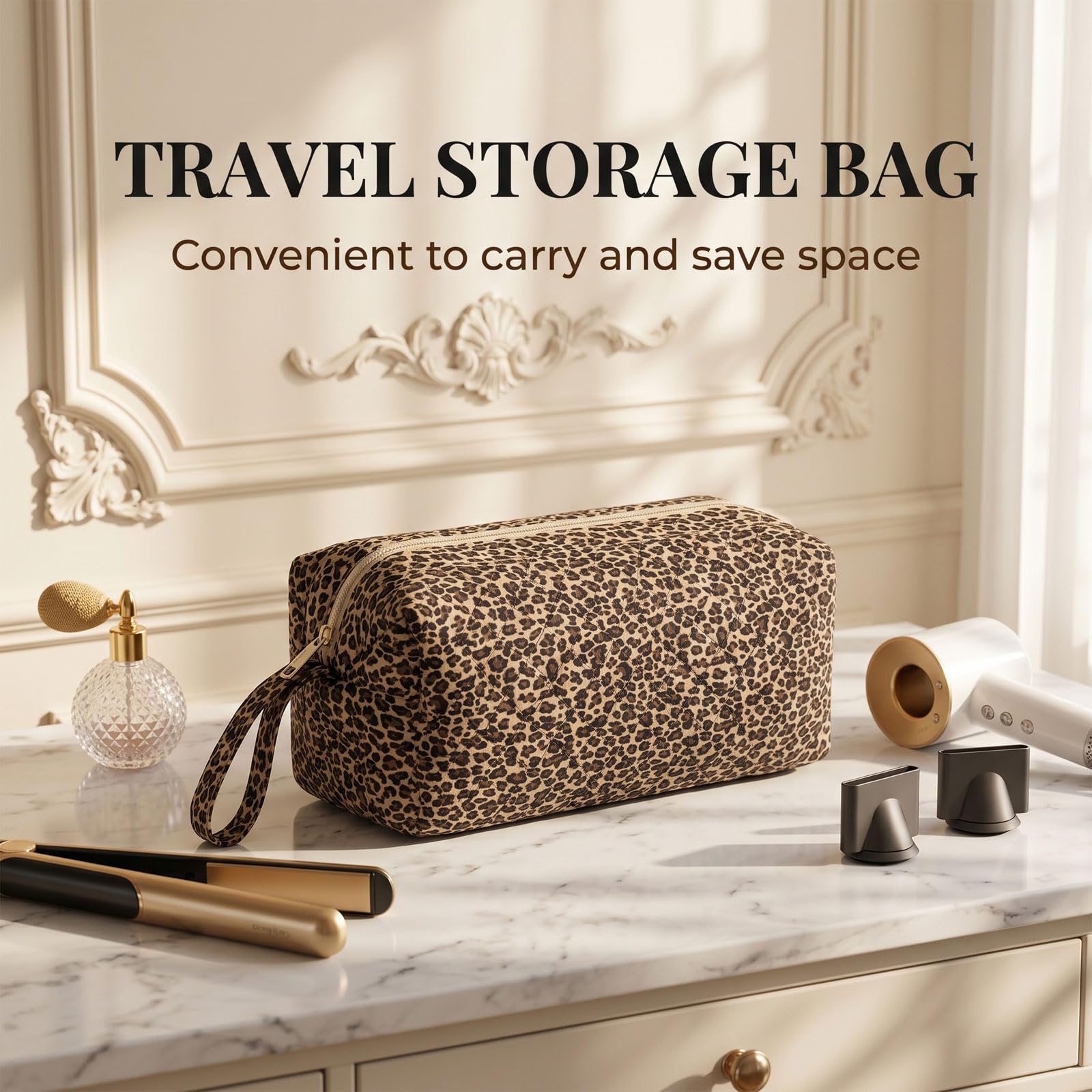 Gran Bolso de Almacenamiento para secador de Pelo, Bolsa de Accesorios Compatible con Dyson Airwrap, Bolsa de Viaje Neceser, Tela Oxford 35x15x14cm, de Doble Capa con Compartimento