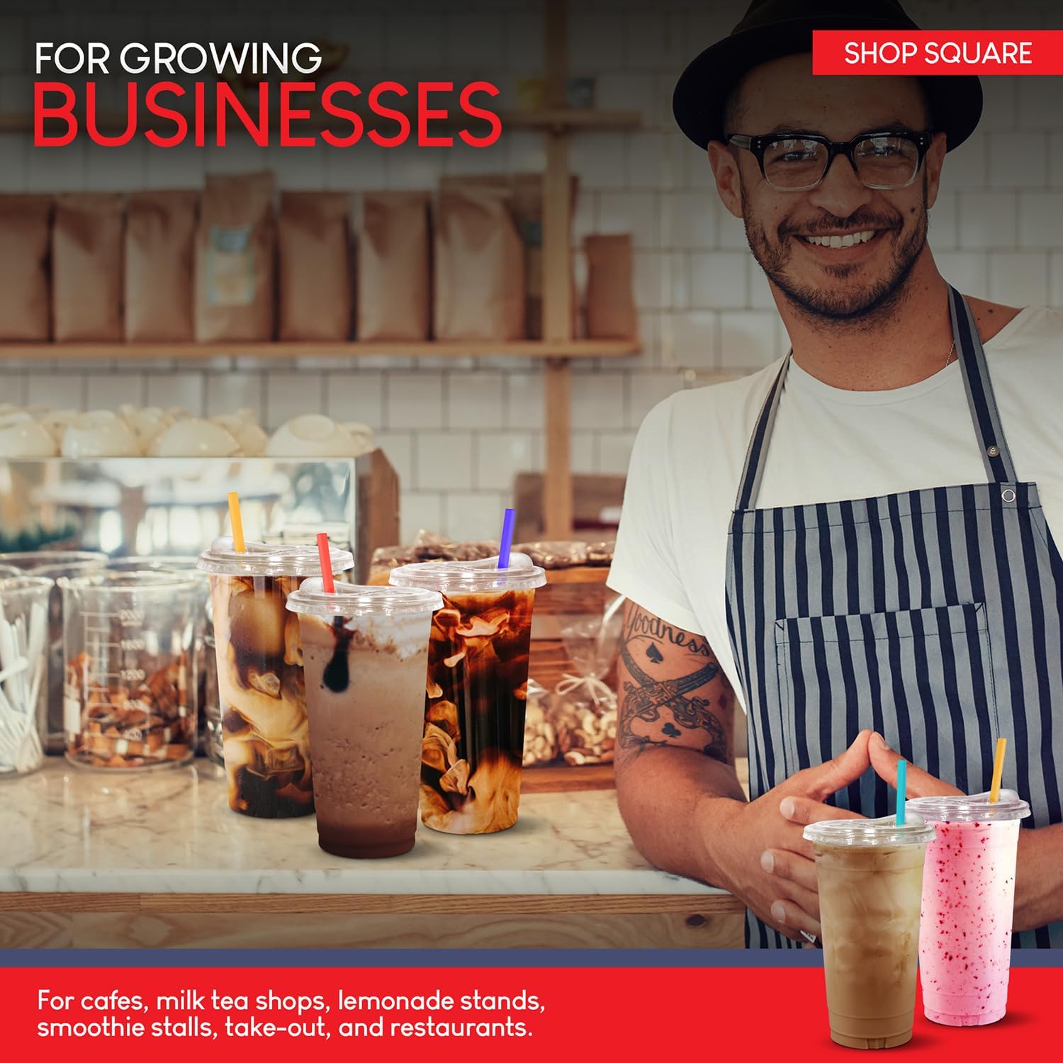 32 oz Plastic Cups with Strawless Sip Lids (50 Pack) - Disposable Clear Cups for Iced Coffee, Boba, Milk Tea, Smoothies, and Fruit Shakes - Image 6