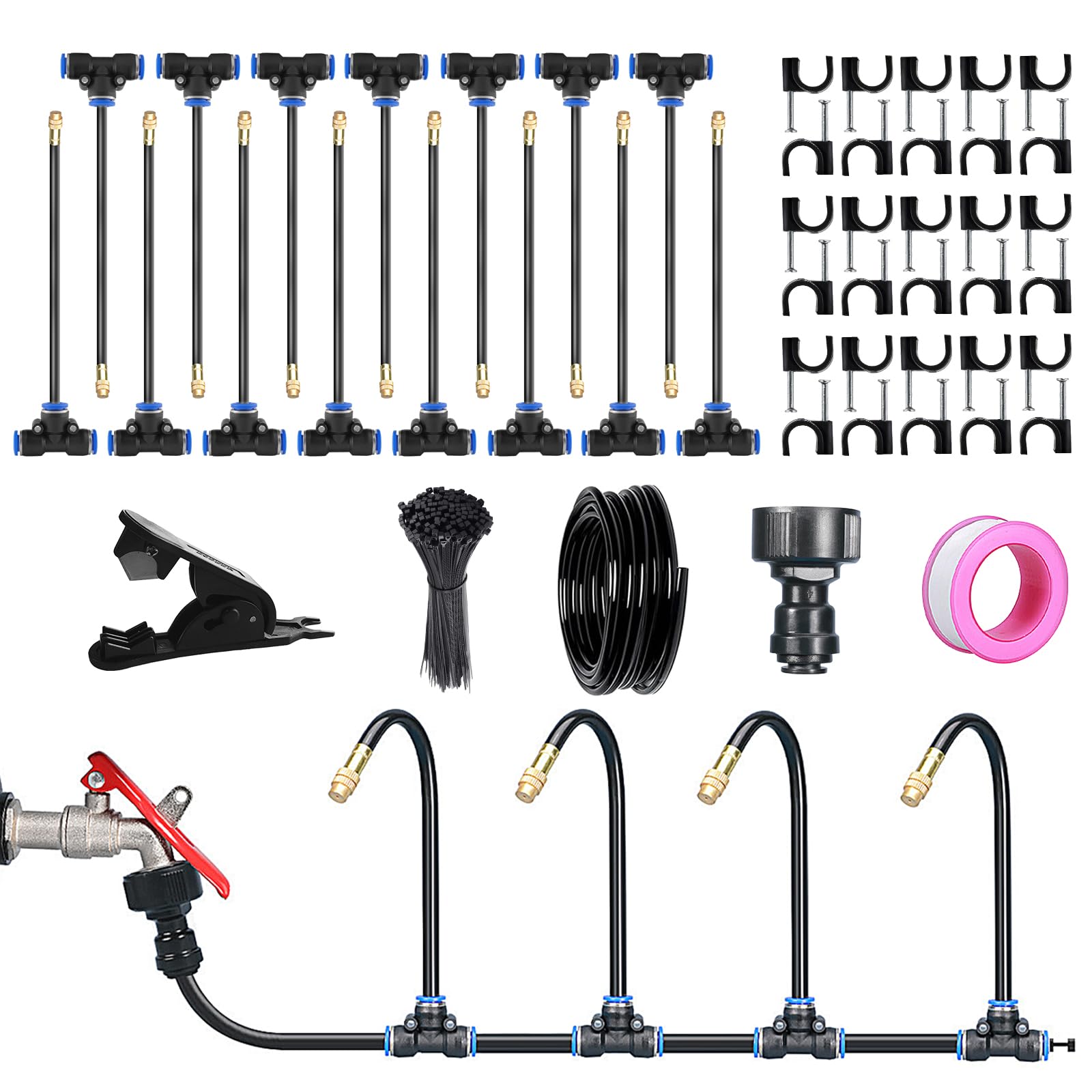 15M Systeme Irrigation Jardin, Kit de Système d'irrigation avec 15 Buses Réglables, Arrosage Automatique de Jardin, Arroseur 360° Réglable, Arrosage Goutte à Goutte pour Jardin, Cour, Pelouse, Serre