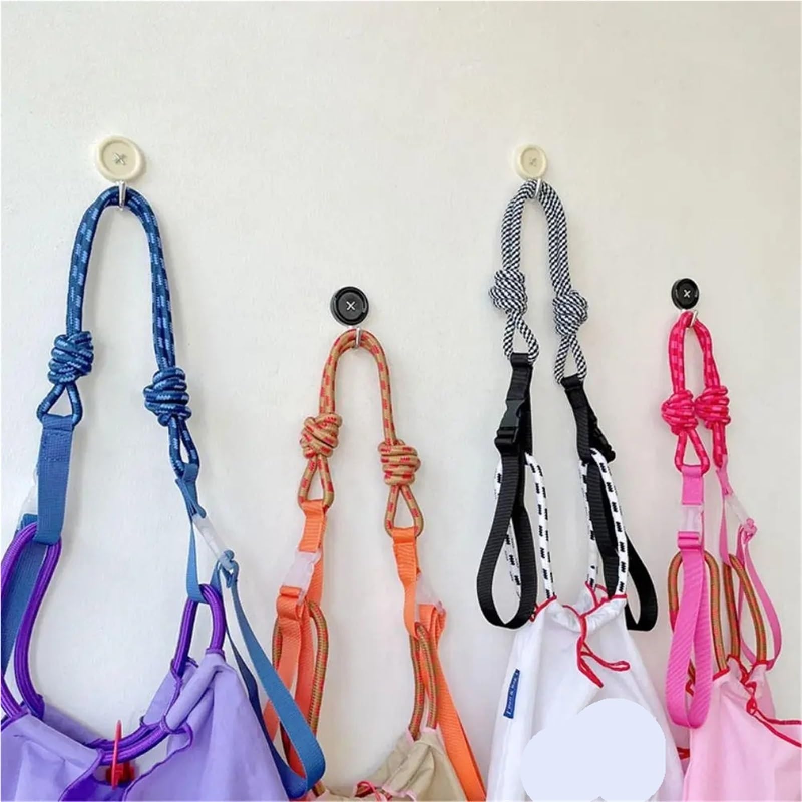 Geflochtener Taschengurt 4 Stück gestrickter Kleiner Taschengürtel, Nylonband, Handgelenktasche, bunt, mit Zugknopf, Schultergurt(Color 3-96cm)