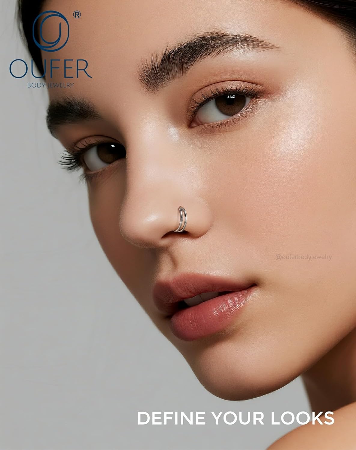 OUFER Nose Rings Hoops, 20G Double Rows Hoop Nose Ring For Women, 316L Surgical Steel Hinged Segment Cartialge Piercing, Inner Diameter 6/7/8MM Cartilage Rook Helix Lobe Tragus Earrings - Image 2