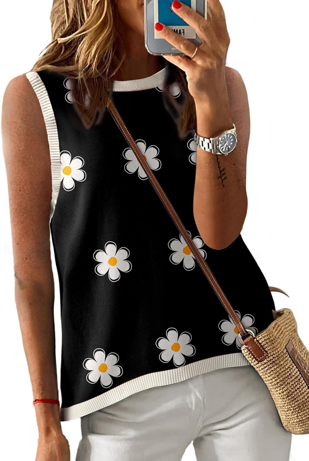 Dokotoo Womens Summer Tops 2026 Casual Striped Color Block High Neck Tank Top Loose Knit High Low Sleeveless Shirts Blouses