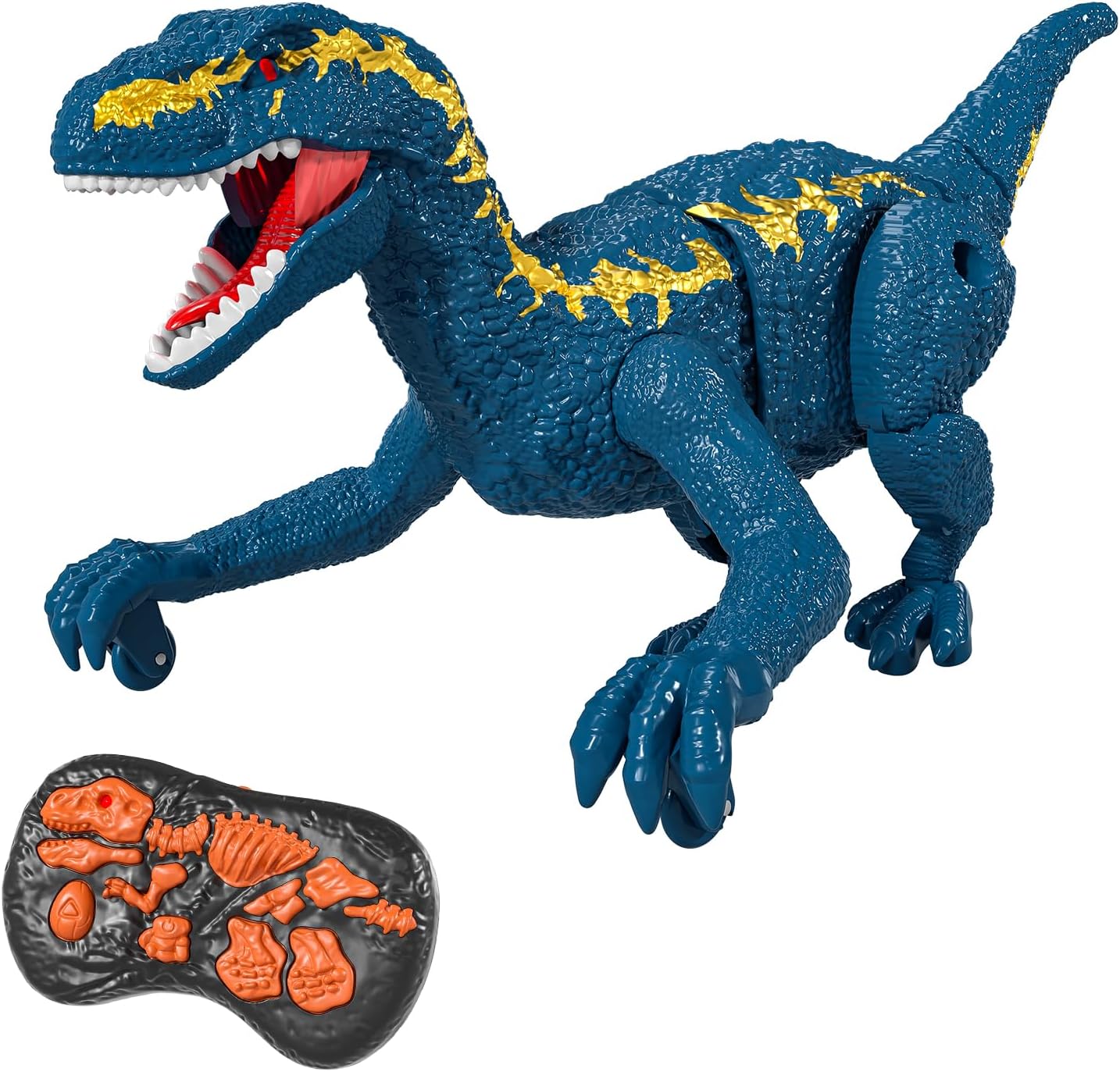 TEMI Remote Control Dinosaur Toy for Boys 3+, Rc Jurassic Velociraptor with Electric Skills, Sounds and Lights, Rechargeable Electric Dino Robot Kids Gift