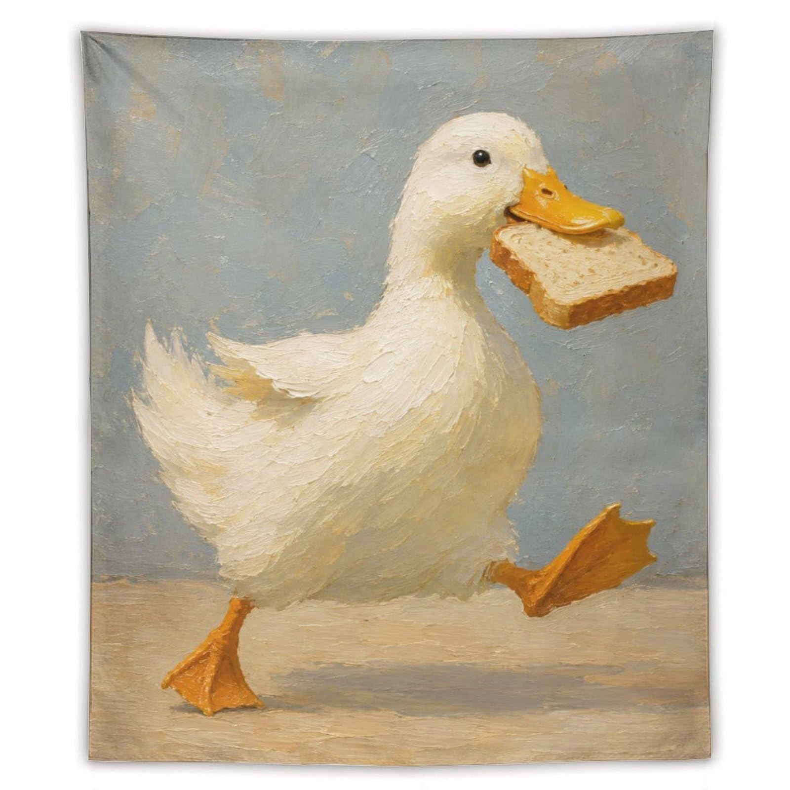 H3B8U2Y5 Walking Toast Duck Wall Tapestry, Warm Breakfast Light