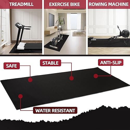 Miniatura 2 de BalanceFrom - Tapete de alta densidad para equipo de gimnasio, PVC de 14 de pulgada de grosor, suelo antideslizante para cinta de correr, bicicleta