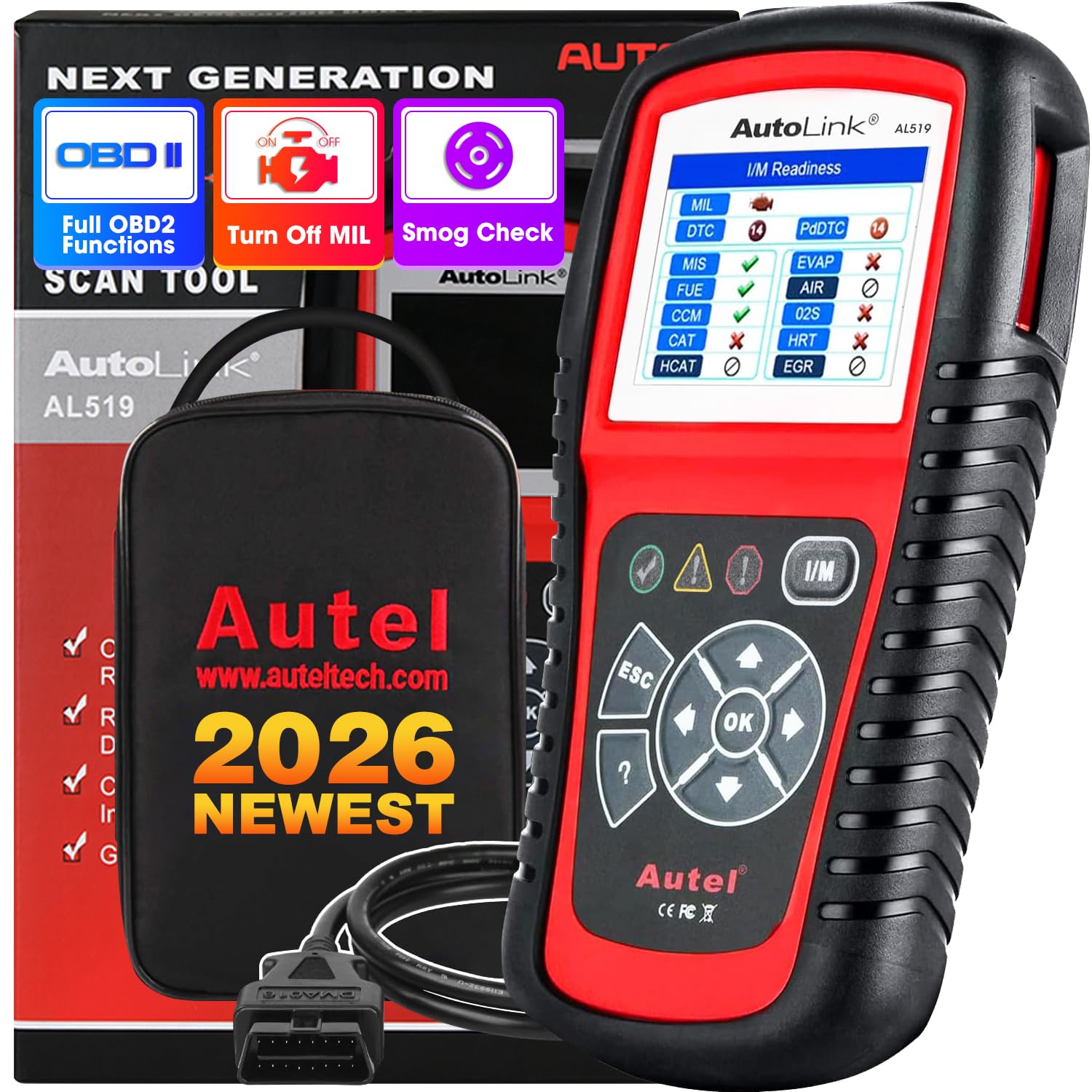 – AutoLink AL519 OBD2 Scanner Enhanced Mode 6 Check Engine Code Reader Universal Car Diagnostic Tool with One Click Smog Check DTC Breaker Upgraded Ver. from AL319