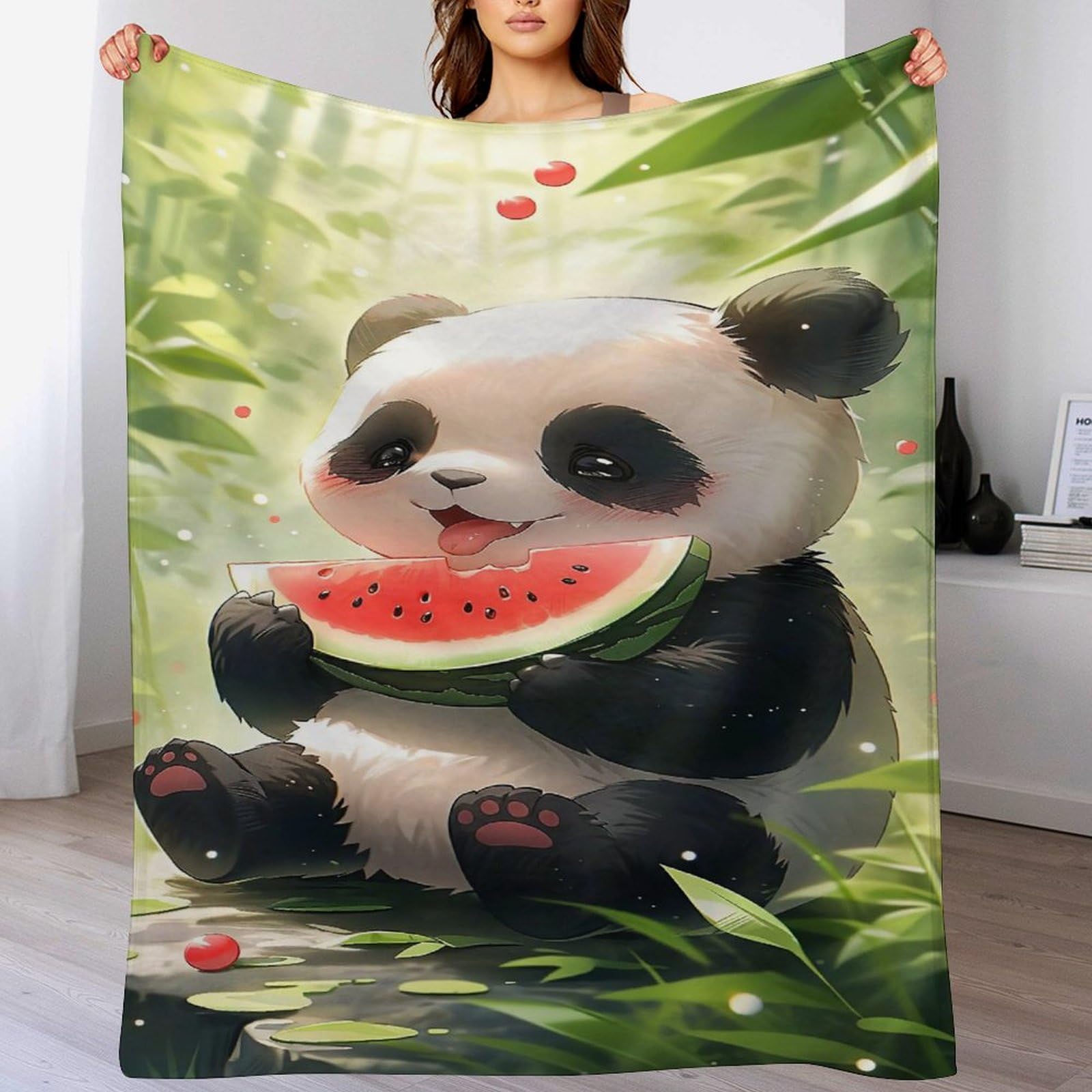 Plaid canape couverture polaire panda facile a manipuler et lavable en machine
