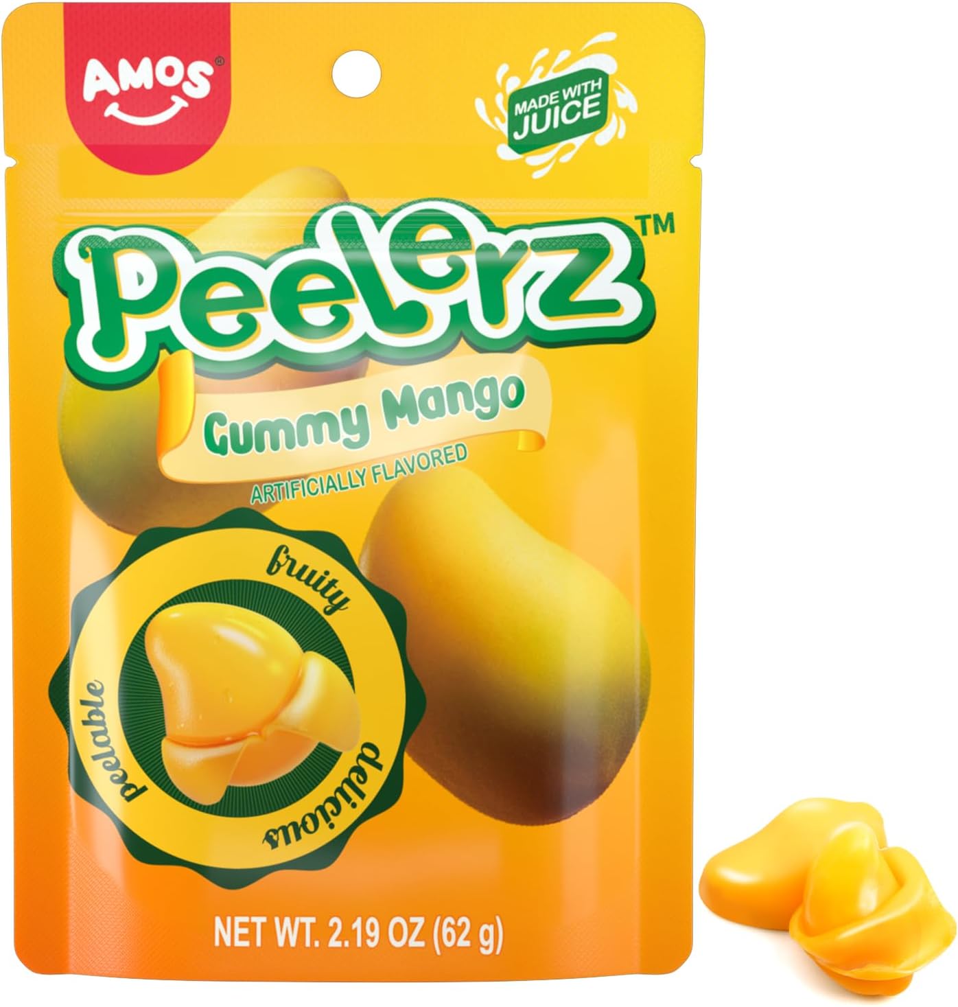 Detachable Mango Candies, Peelerz Gummy Mango Peelerz, 2.19 Ounce Resealable Bag (Pack of 3)