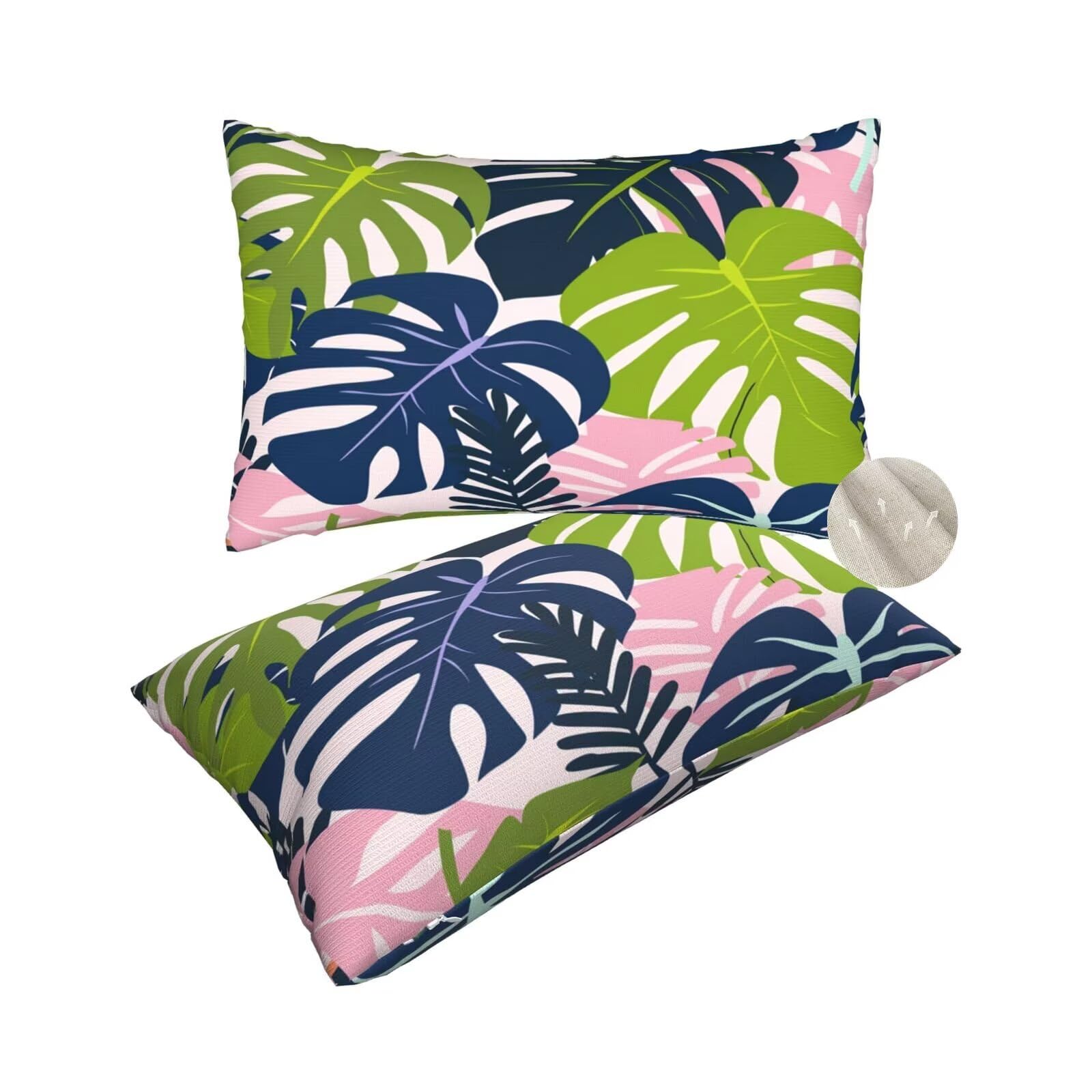 Lot de 2 housse coussin 60x90 cm tropicales pour rénover un canapé usé ou protéger vos oreillers