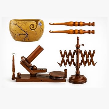 Merit wooden craft Yarn Large Ball Winder and Table Top Swift Winder Knitting and Crochet Umbrella Winder Holder Hand Operated Knitting Winding Tools Wool Winder. Rosewood Winder and Swift