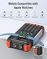 Vista 5 de BLAVOR Cargador solar de 20000 mAh integrado 4 cables, batería externa de carga rápida de 20 W con USB C, luz de campamento, linterna, batería