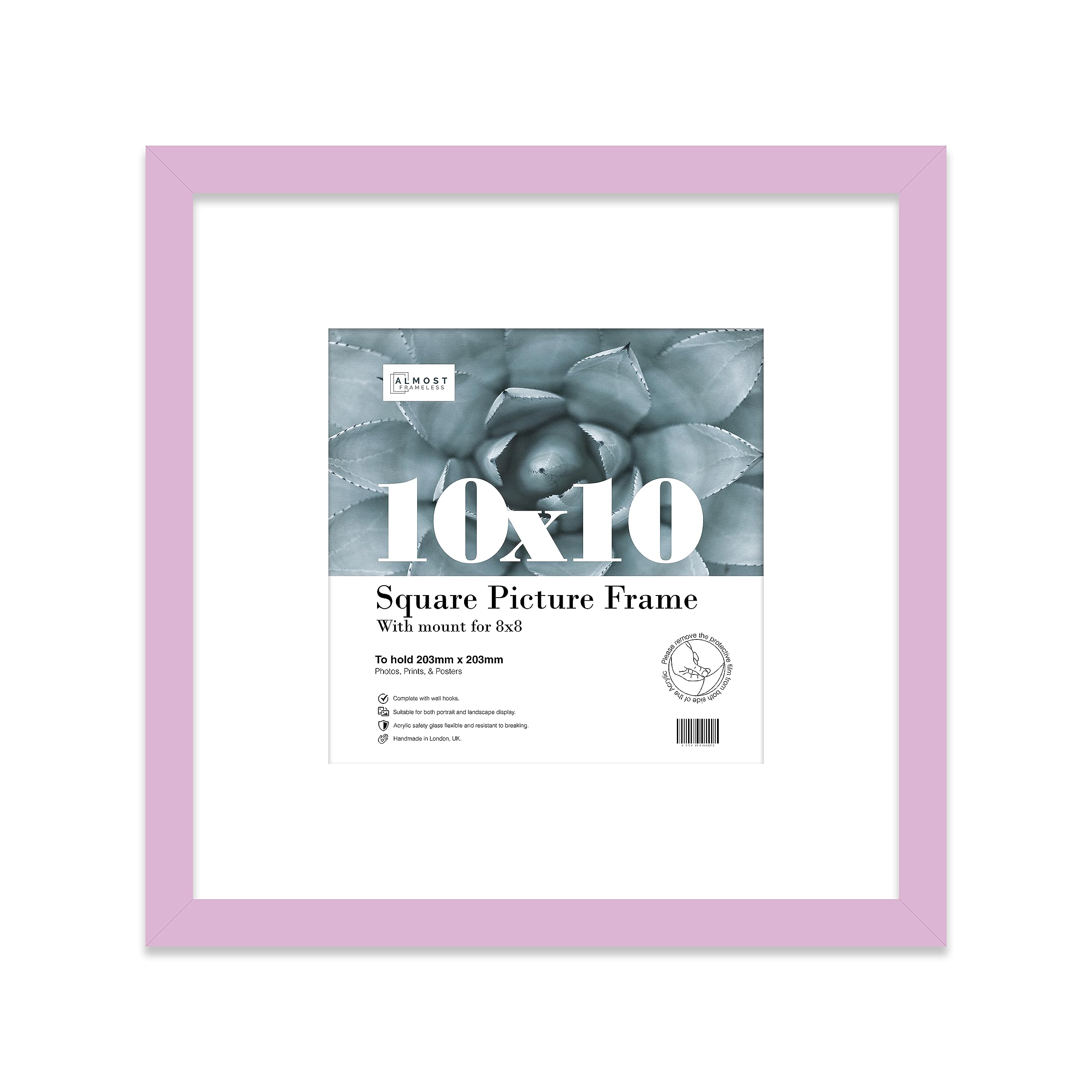 10x10 Lilac Picture Frame with Mount for 8x8 Photos, Prints - Modern Square Wall Frame, 1 Pack
