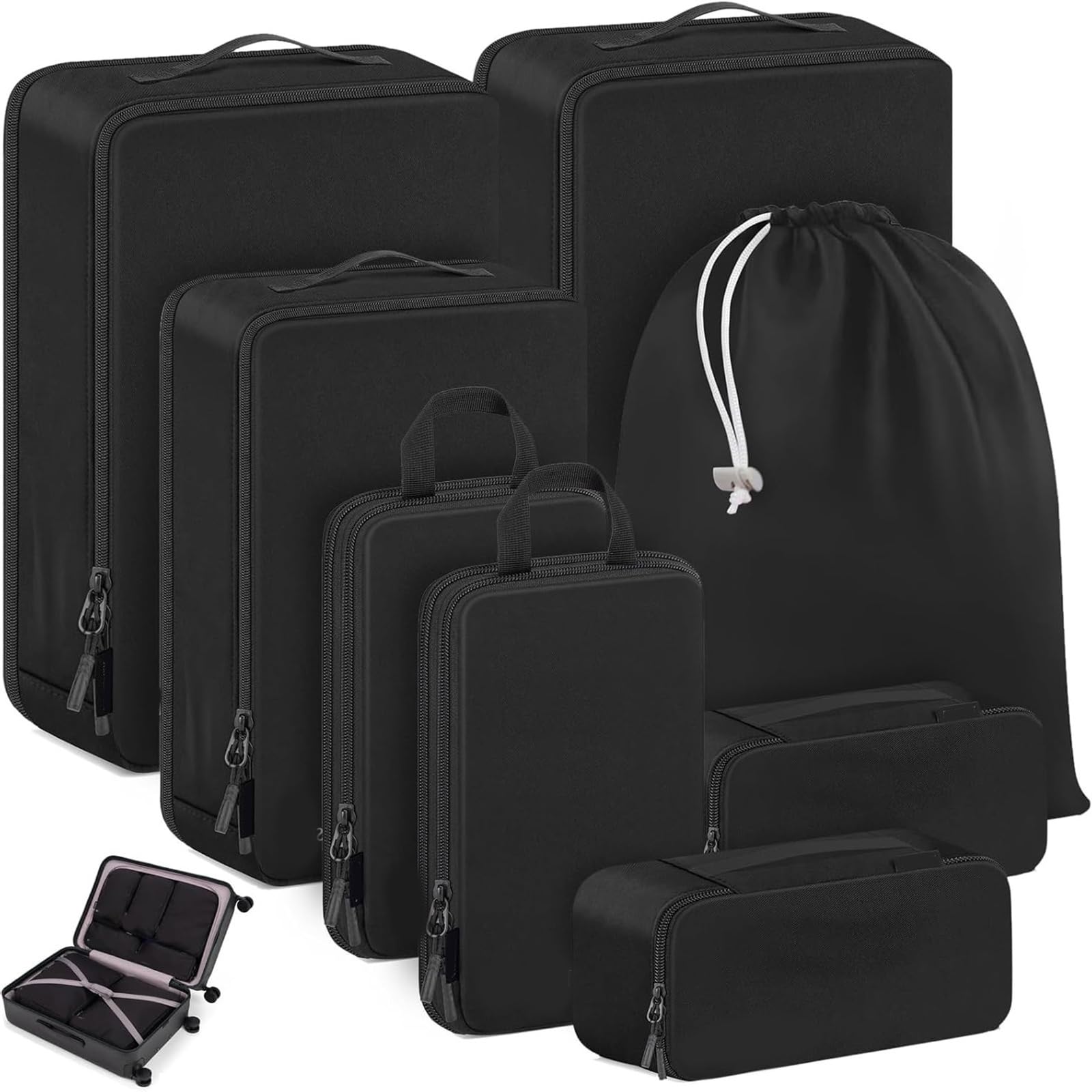 Cubi da viaggio da 10 Organizzatori bagagli espandibili Borse per riporre facilmente i vestiti e gestire le valigie Cubi da viaggio in poliestere