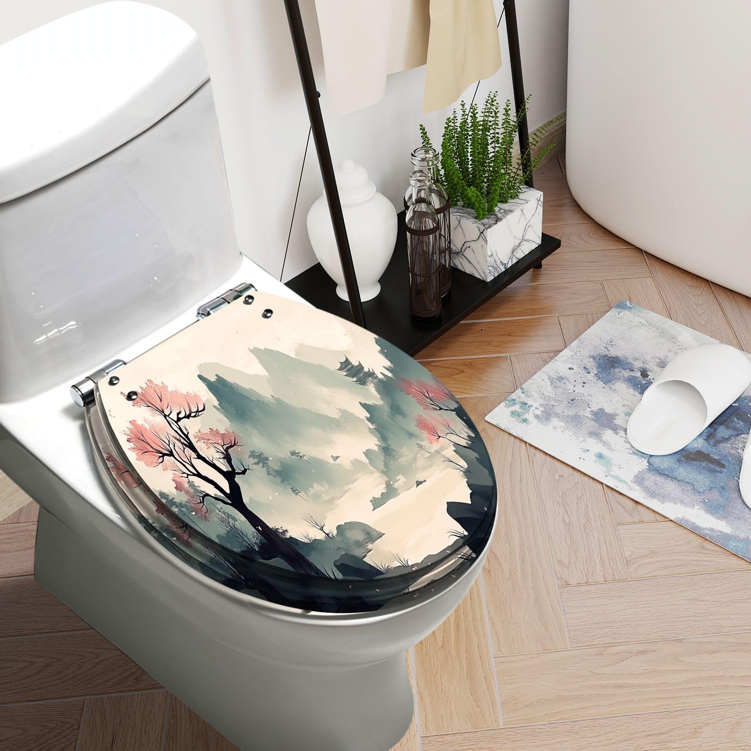 Sedile WC Vovo con chiusura ammortizzata per il bagno.