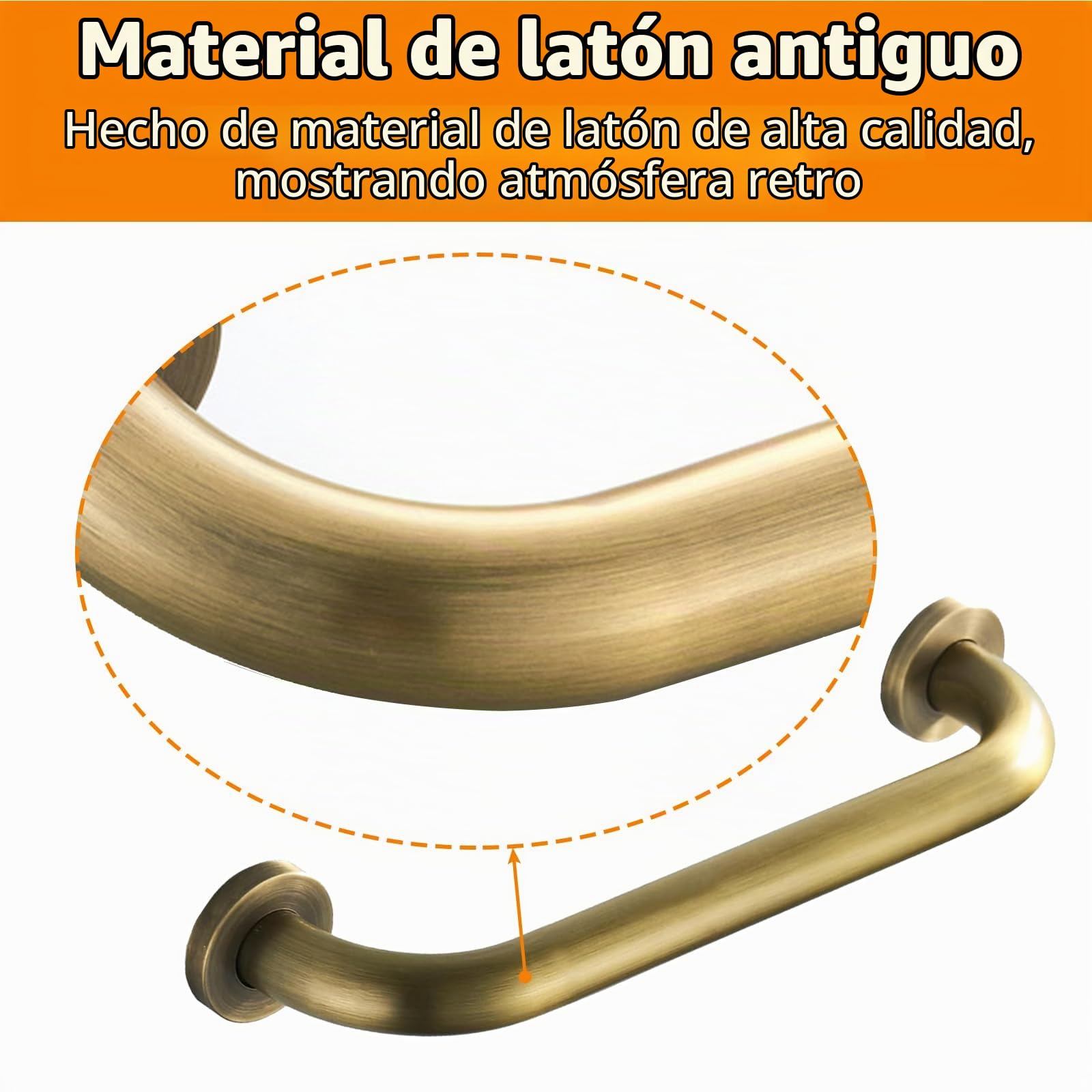 Asa Seguridad Antideslizante para Baño, Bañera Toallero Manija, Pasamanos Seguridad con Tornillos Ocultos, Reposabrazos para Inodoro, Cocina, Dormitorio, Discapacitados, Niños, Mayores(Dorado-30CM)