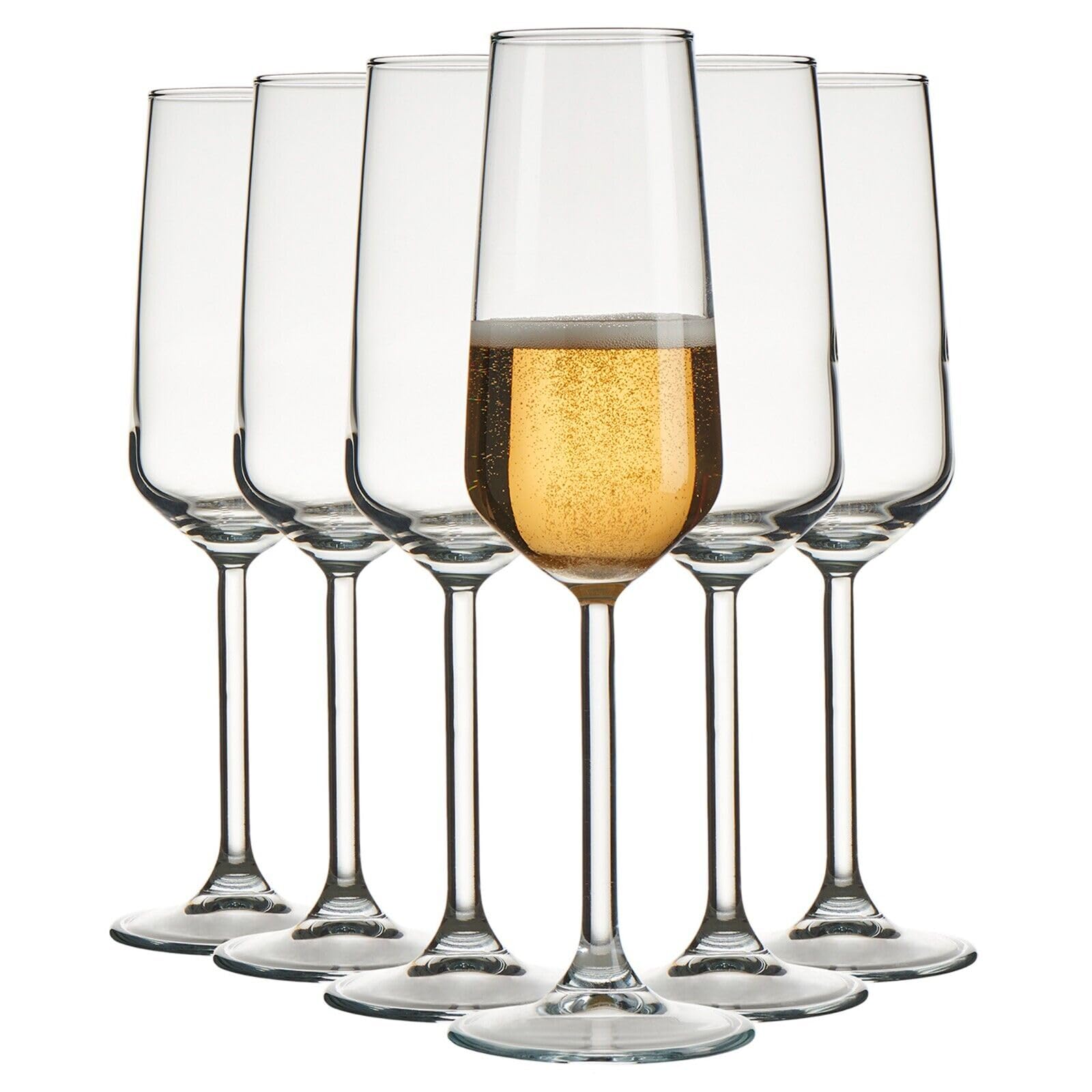 Queensway Home & Dining 195ml Clear Glass Champagne Prosecco Flutes Stemmed Glasses Set of 6 - Party Sleek Glassware for Celebrations and Special Occasions